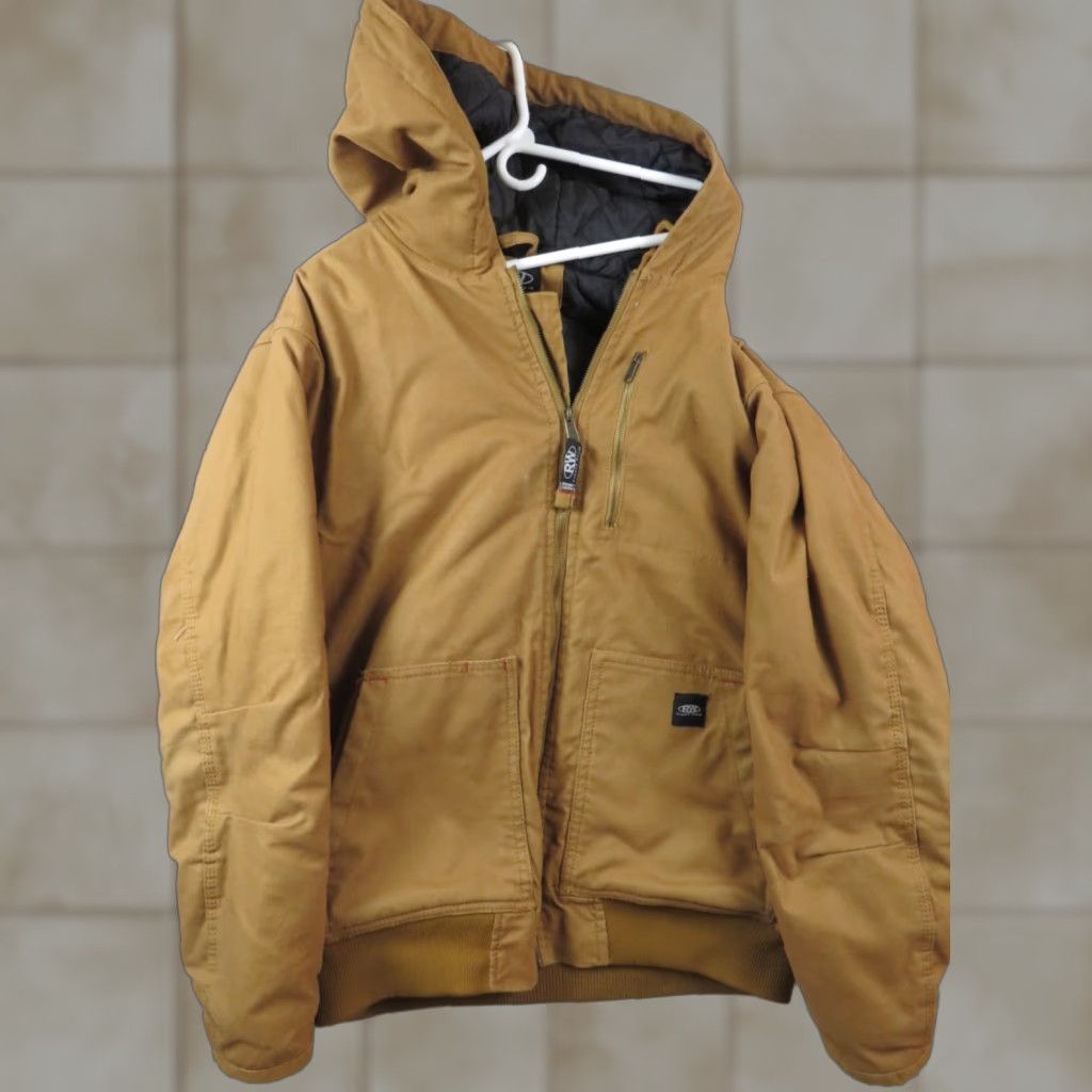 Vintage Rugged Wear Jacket Coat Brown Insulated Hooded Chore Mid-Length Zip Workwear Mens XL Canvas Weatherproof Size US XL / EU 56 / 4 - 1 Thumbnail