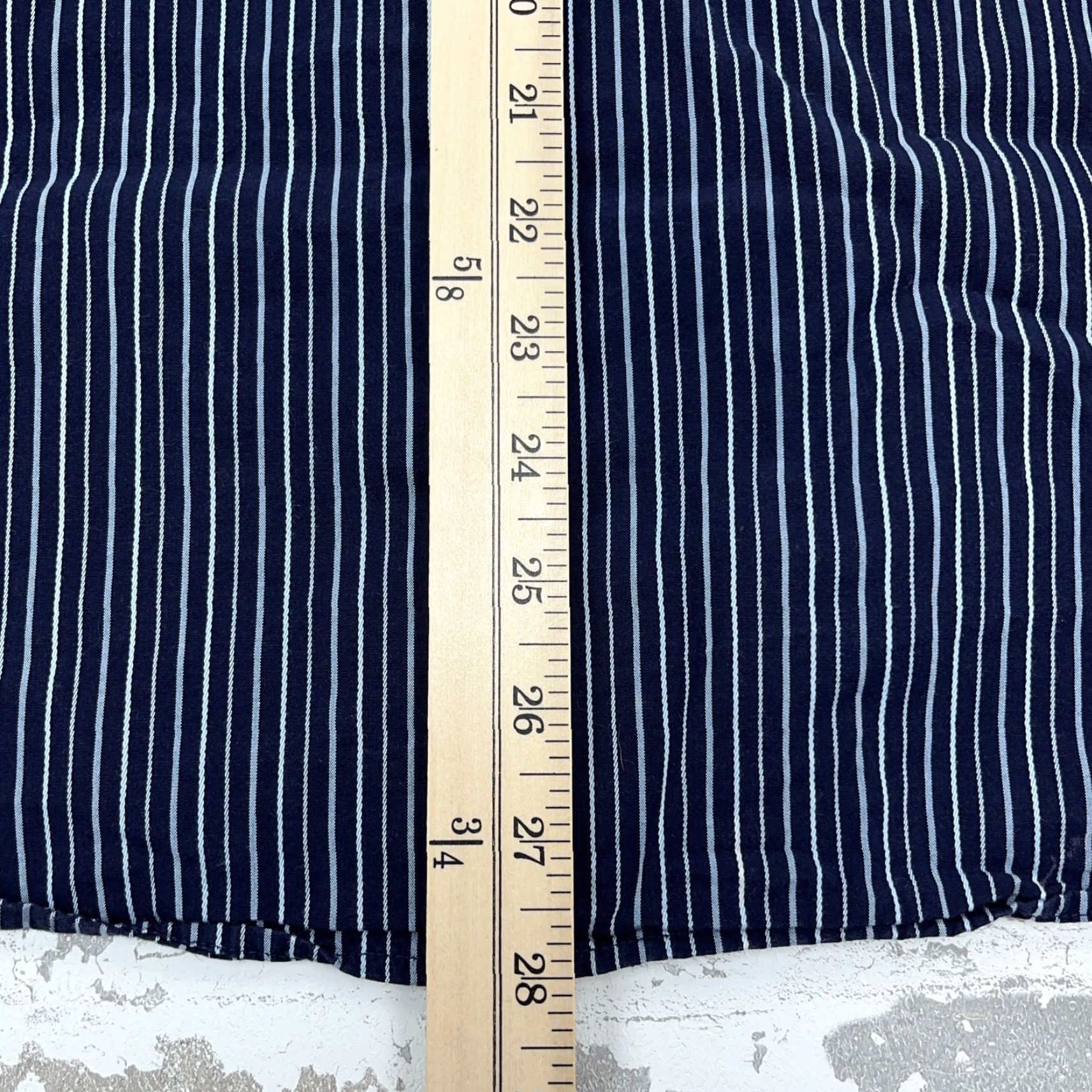 Calvin Klein Calvin Klein Shirt Men Large Blue Striped Button-Up Dress Pinstripe Adult Mens Size 42R - 7 Thumbnail