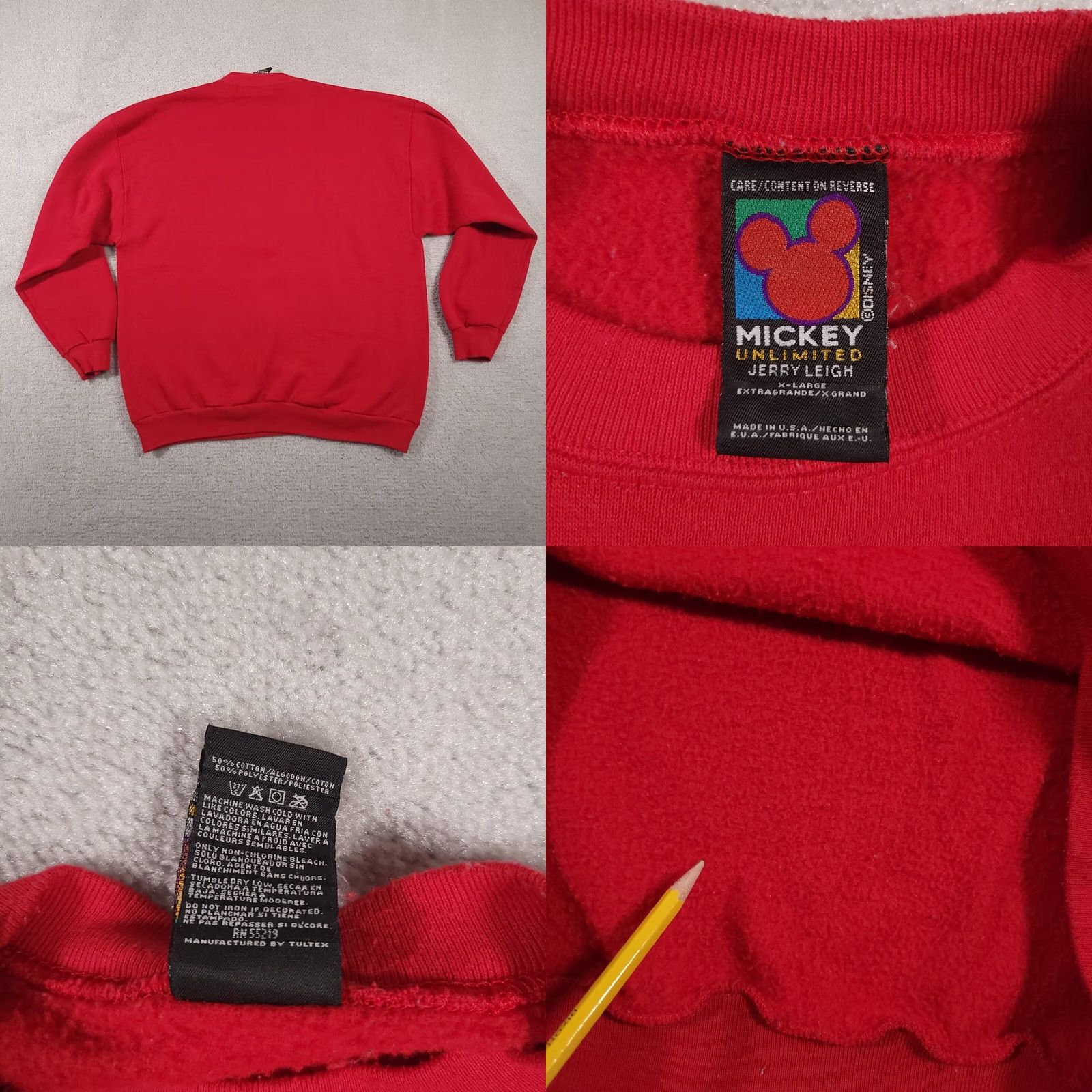 Mickey Unlimited VINTAGE Mickey Mouse Christmas Sweatshirt Adult XL Red Jerry Leigh USA Made Sweatshirt Size US XL / EU 56 / 4 - 8 Thumbnail
