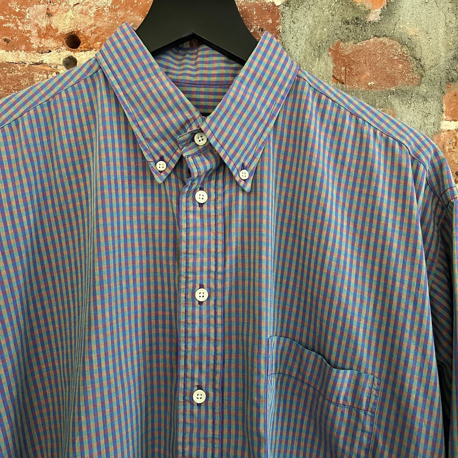 Gitman Bros. Gitman Bros Green Purple LS Button Down Shirt L 24.5x32 Size US L / EU 52-54 / 3 - 1 Thumbnail