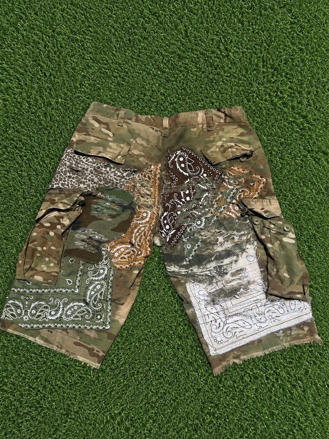 Other Boro Sashiko Patchwork Vintage Army Camo Shorts Jorts Size US 32 / EU 48 - 2 Thumbnail
