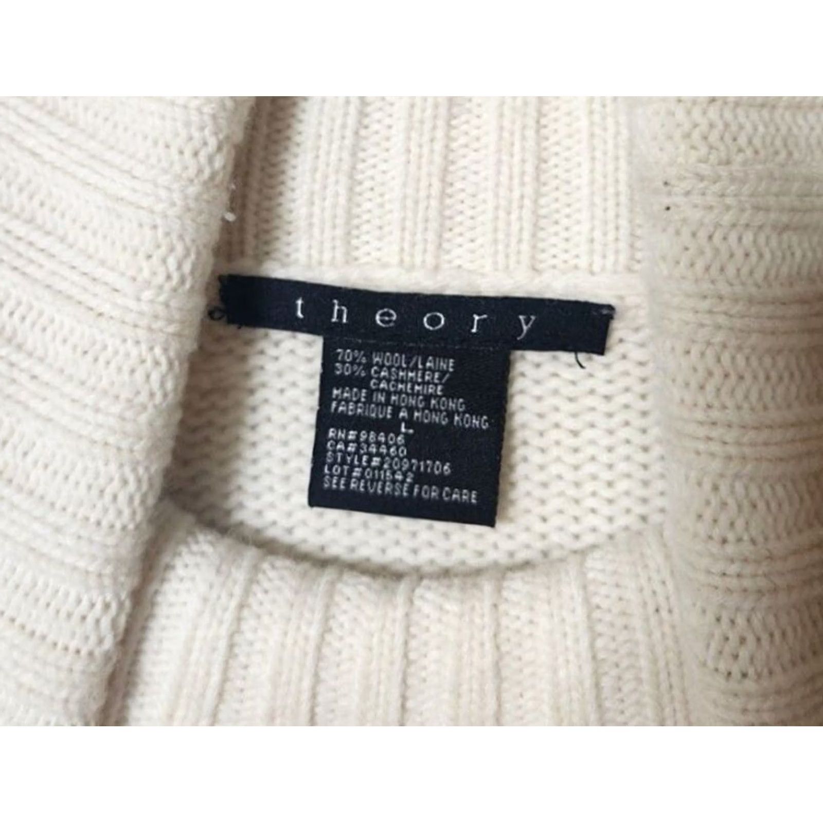 Theory Theory Womens L Sweater Turtleneck Ivory Wool Cashmere Pullover Long Sleeve VINTAGE Size L / US 10 / IT 46 - 5 Thumbnail