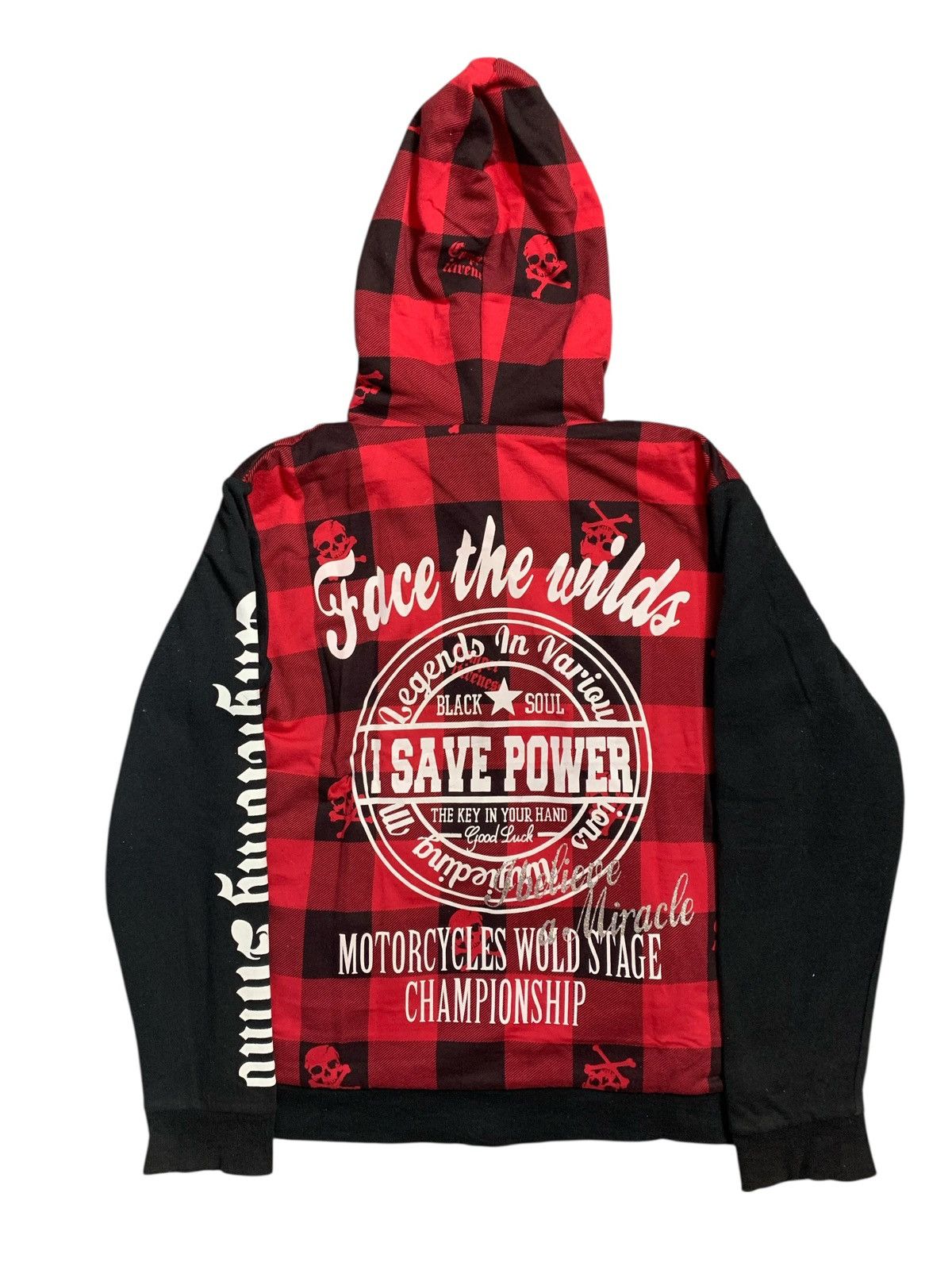 Hysteric Glamour 1990s EMBROIDERY TARTAN SKULL POEM FAUX ZIP HOODIE PUNK LGB Size US M / EU 48-50 / 2 - 2 Thumbnail