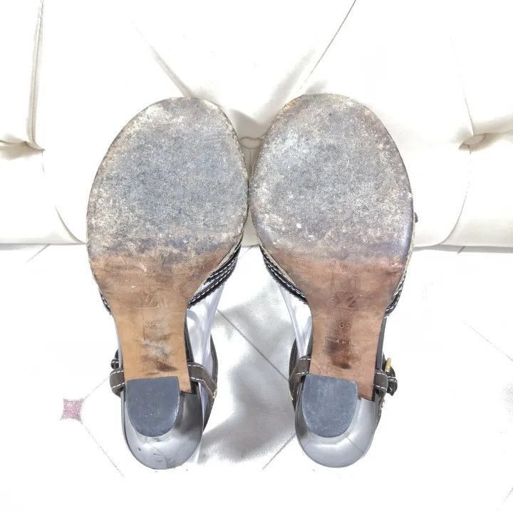 Louis Vuitton Louis Vuitton Brown Metal Detail Heels -2508 Size US 6 / IT 36 - 3 Thumbnail