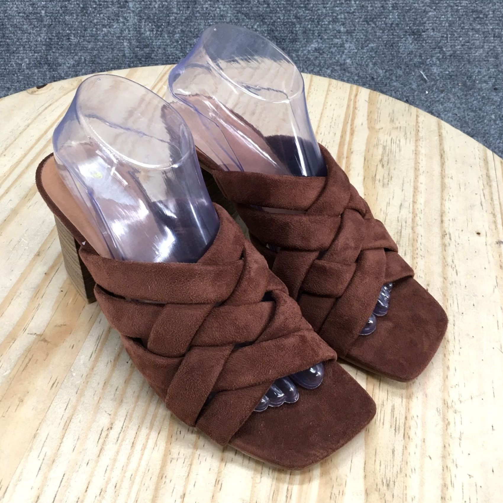 Vintage Universal Thread Sandals Womens 9.5 Andy Mule Brown Braided Slip On Block Heels Size US 10 / IT 40 - 3 Thumbnail