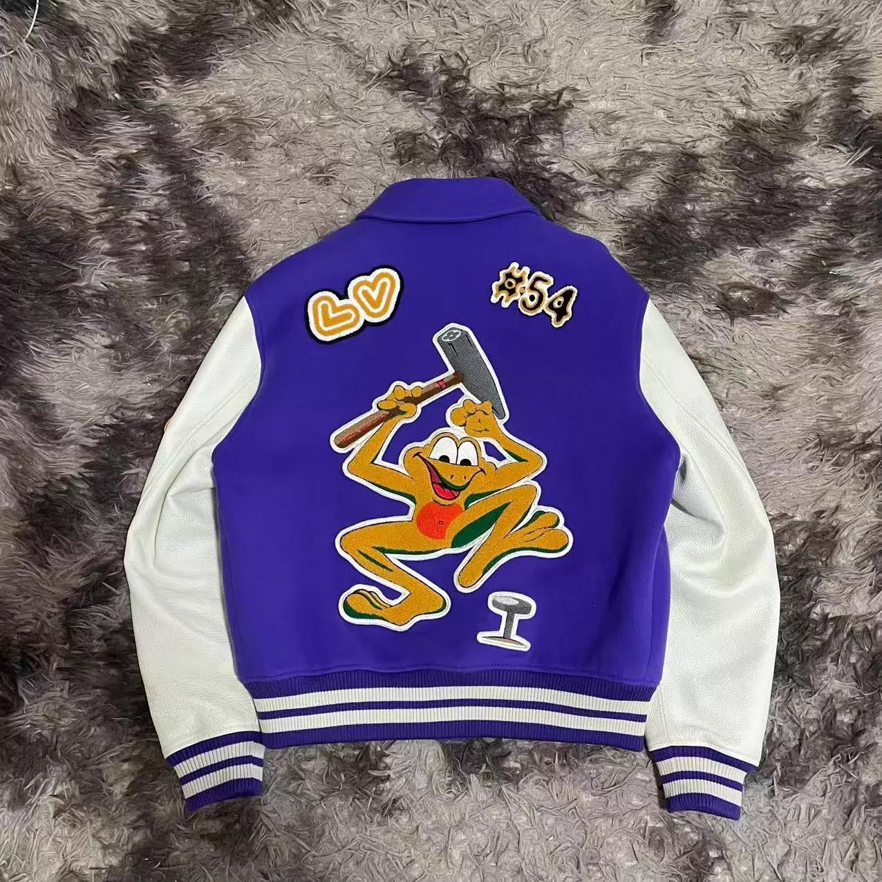 Louis Vuitton LV White Purple Cupid Cartoon Baseball Jacket Size US M / EU 48-50 / 2 - 2 Thumbnail