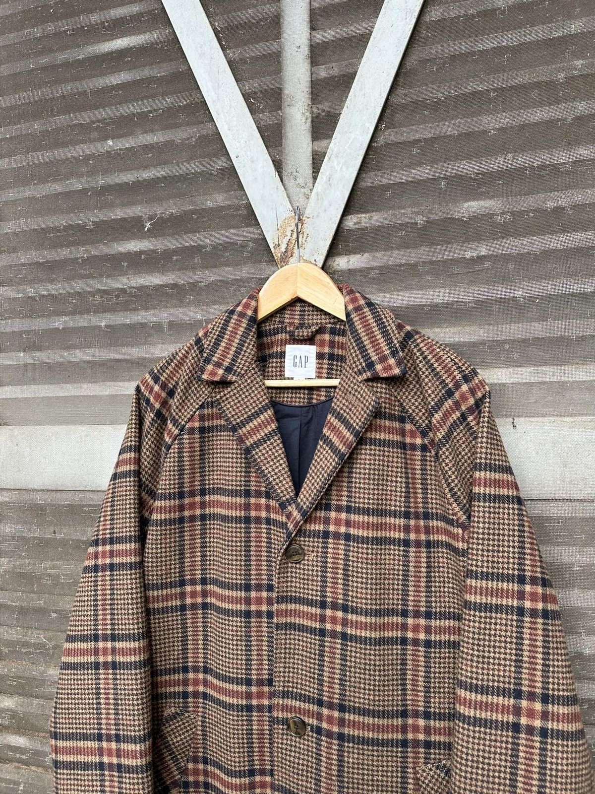 Gap GAP NOVA CHECK DOUBLE BREASTED 100% WOOL LONG JACKET Size US M / EU 48-50 / 2 - 4 Thumbnail