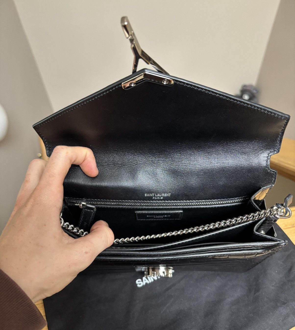 Saint Laurent Paris $25k Retail - Saint Laurent Crocodile Black Cassandra Bag Size ONE SIZE - 7 Thumbnail