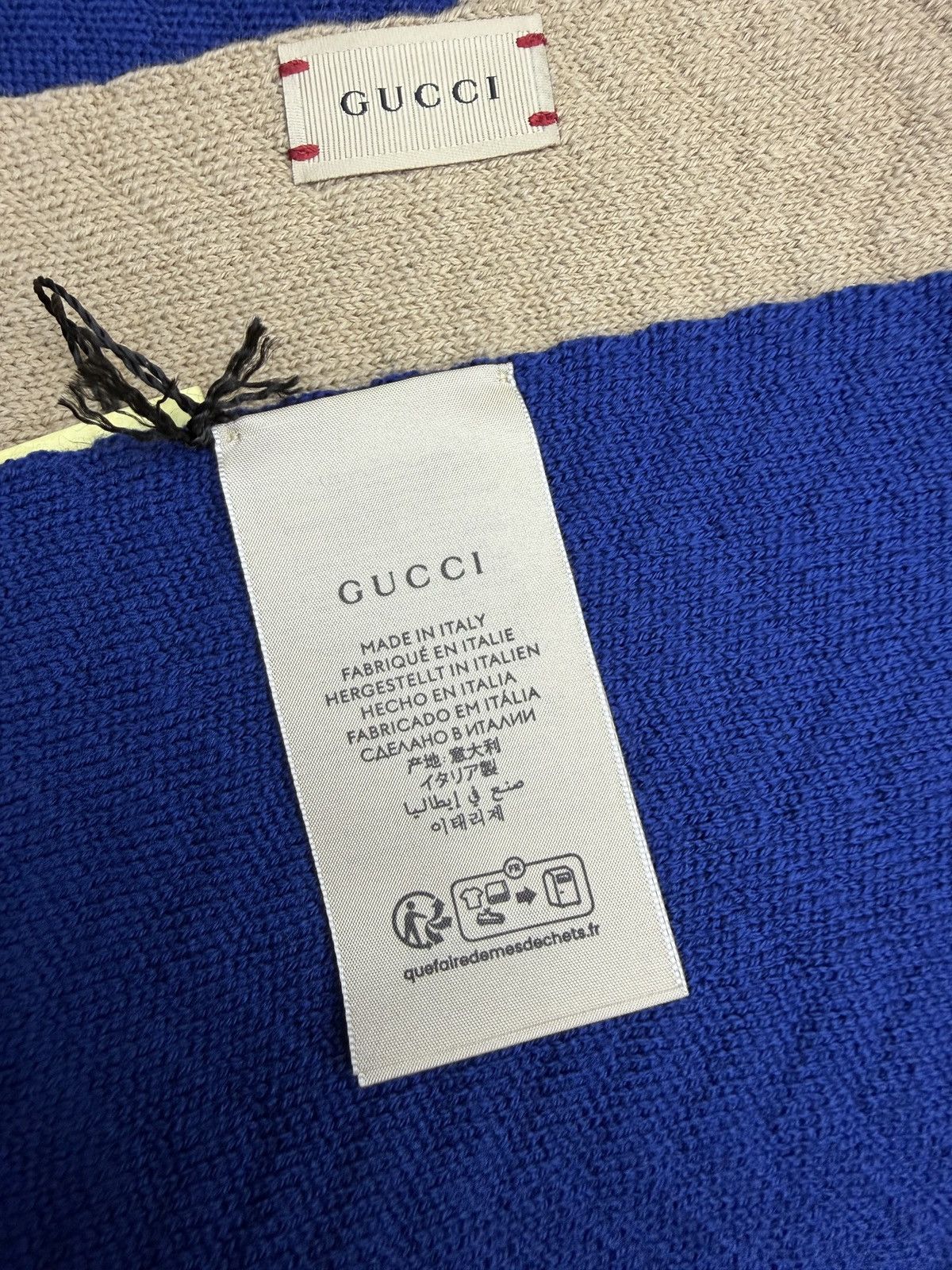 Gucci Gucci Navy/Beige Scarf Size ONE SIZE - 5 Thumbnail