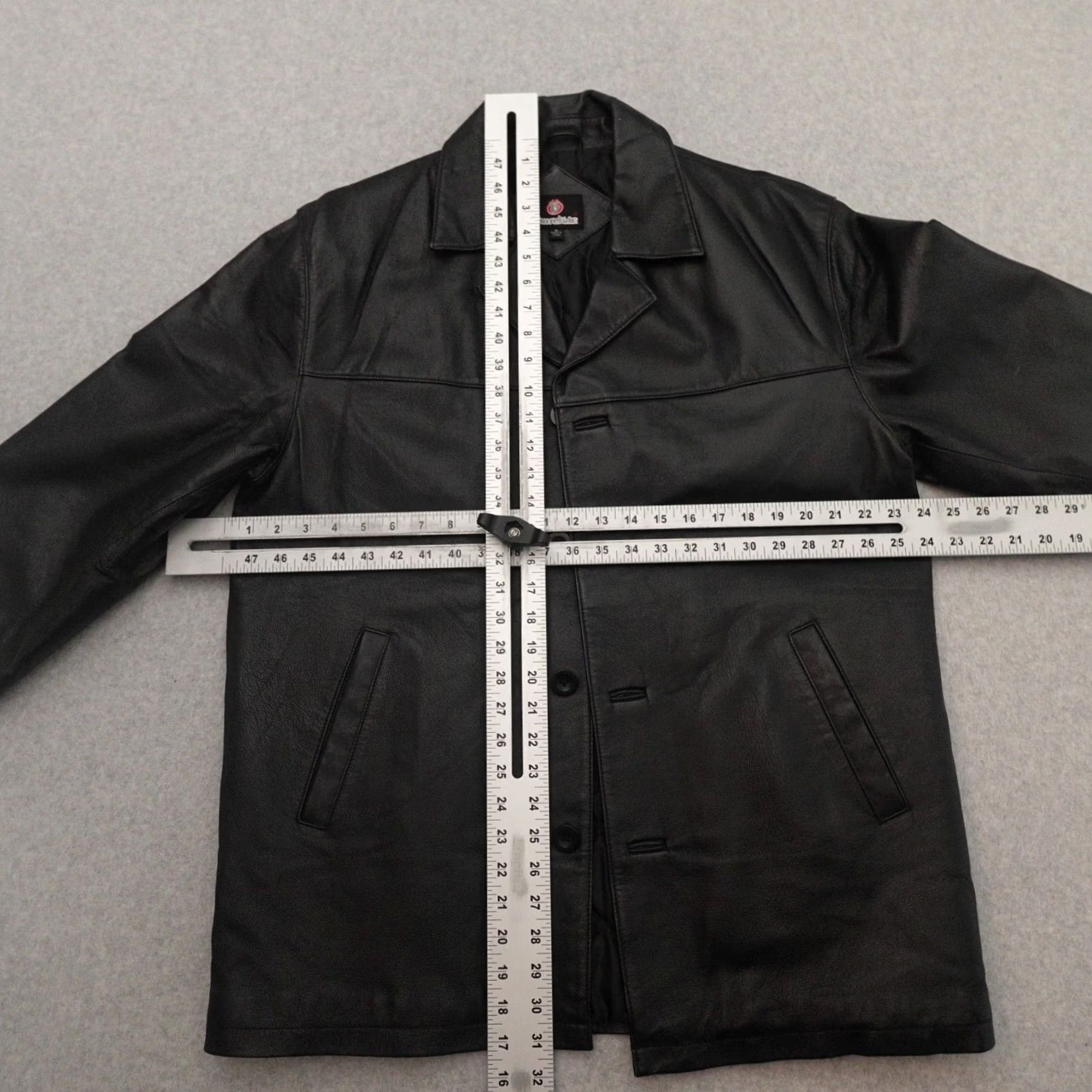 Burnside Burnside Leather Jacket Mens Medium Black Zip Closure Pockets Lined 24X31 Vintage MEASUREMENTS ARE PROVIDED IN PICTURES Size US M / EU 48-50 / 2 - 3 Thumbnail