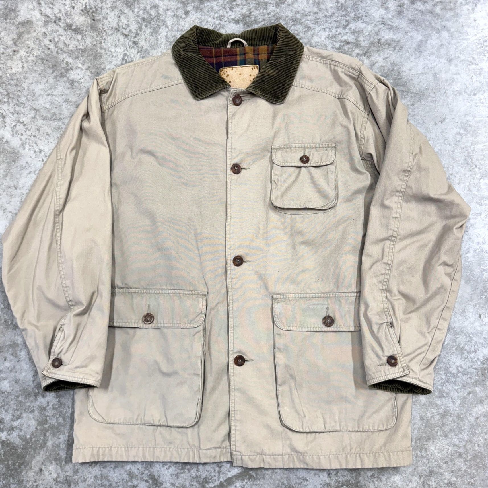 Vintage VINTAGE Barn Coat Jacket Mens Large Tan Corduroy Collar Flannel Lined Canvas Workwear Coat Size US L / EU 52-54 / 3 - 2 Thumbnail