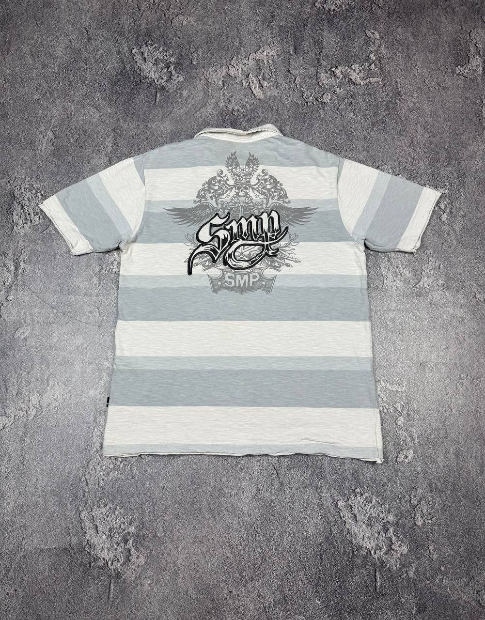 Beauty Beast Y2K Stripe Letters Print Polo 2000s Style Streetwear Size US L / EU 52-54 / 3 - 1 Thumbnail
