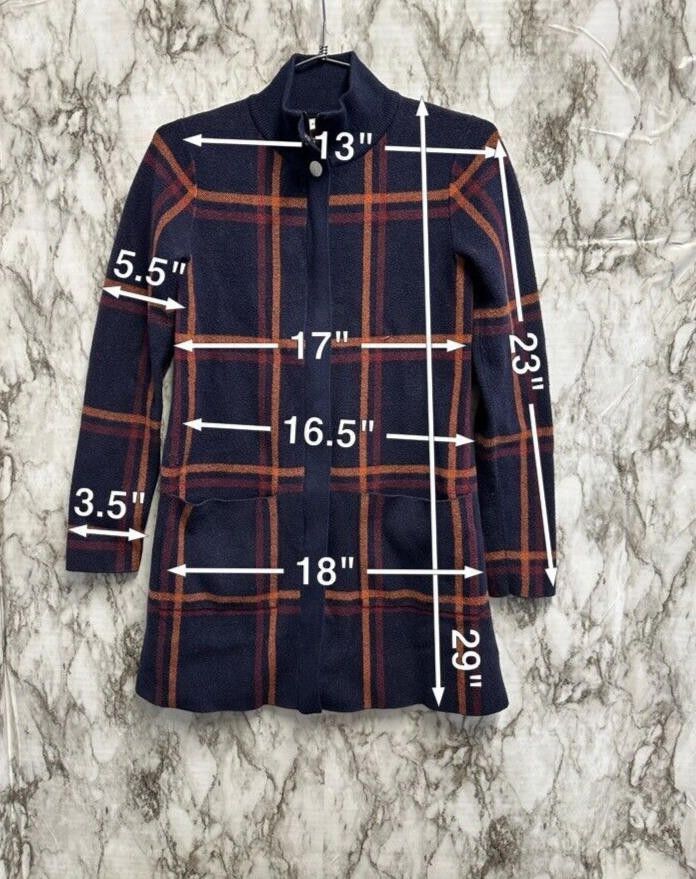 Designer Max Studio longline plaid sweater/jacket Women size XS Size XS / US 0-2 / IT 36-38 - 2 Thumbnail
