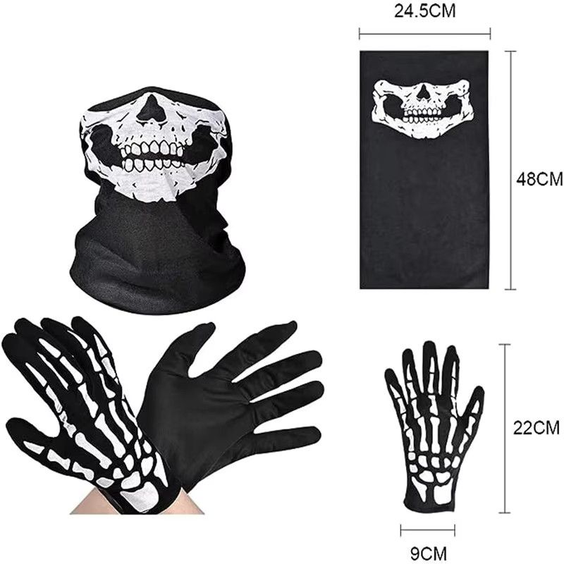 Other Unisex Adult Skeleton Skull Full Finger Halloween Gloves Size ONE SIZE - 2 Thumbnail