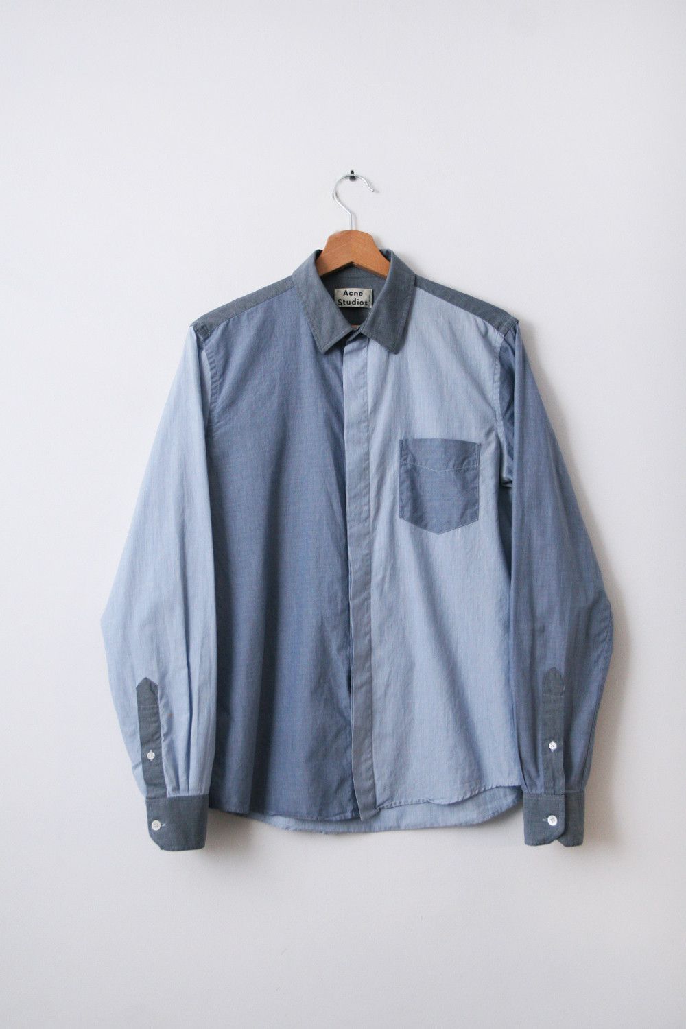 Acne Studios Acne Studios Victor Block Blue Button Down Blue Shirt 48 M Size US M / EU 48-50 / 2 - 2 Thumbnail