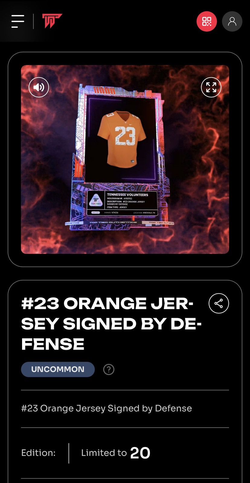 NCAA × Nike Tennessee Volunteers Team Signed Jersey Top Tier Authentic Size US L / EU 52-54 / 3 - 8 Thumbnail