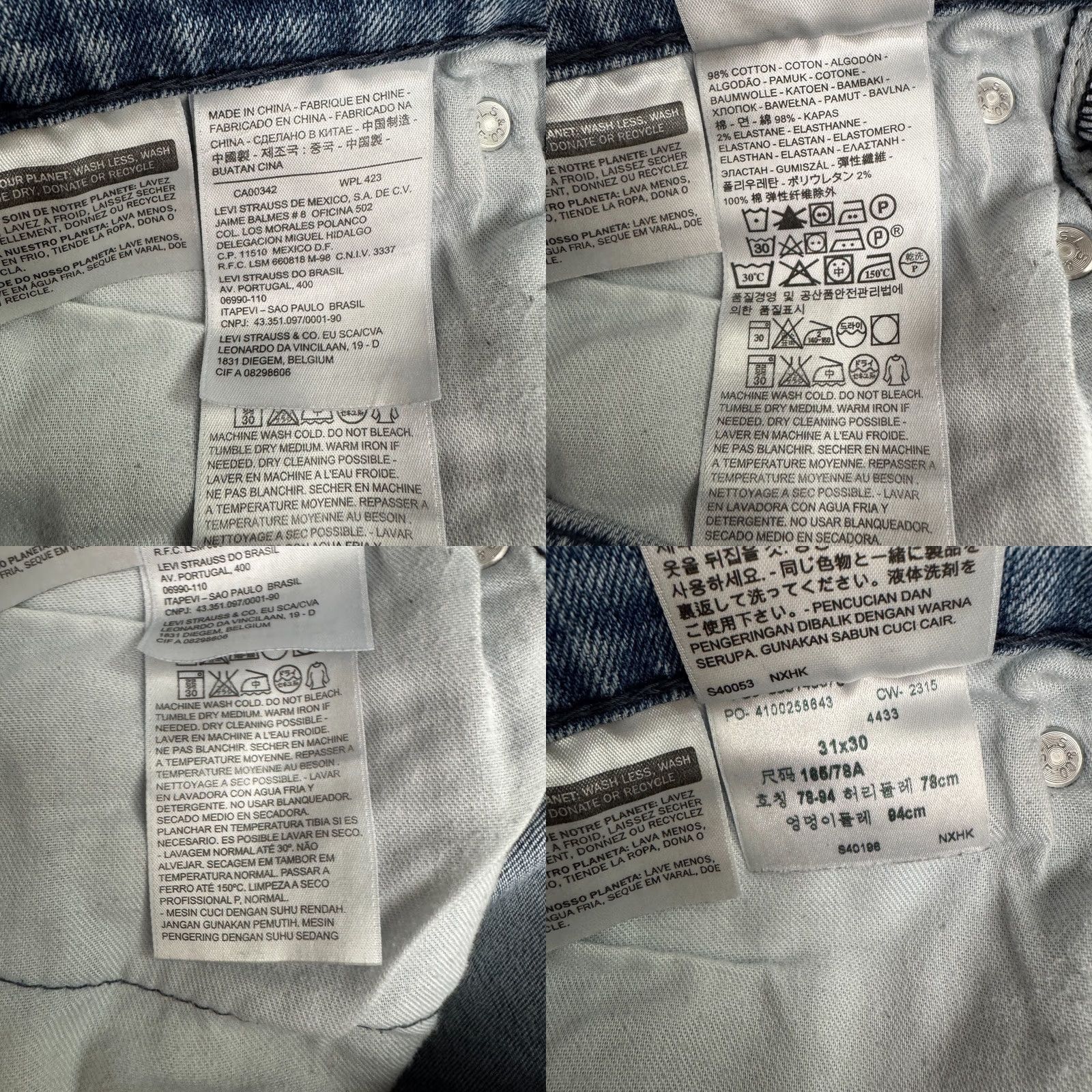 Levi's Levi's 514 Straight Denim Jeans Mens 31x30 Blue Light Wash Cotton Casual Regular Fit Size US 31 - 8 Thumbnail
