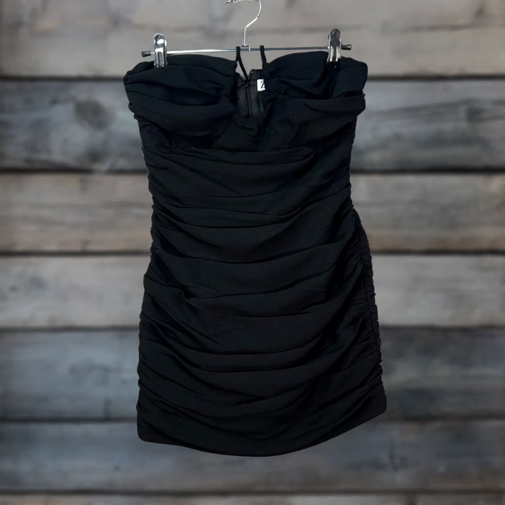 zara black ruffle dress New Mini Tulle Ruffles Semi Sheer Size M every look speaks to the brands parisian outlook. Zara ruffled satin dress -