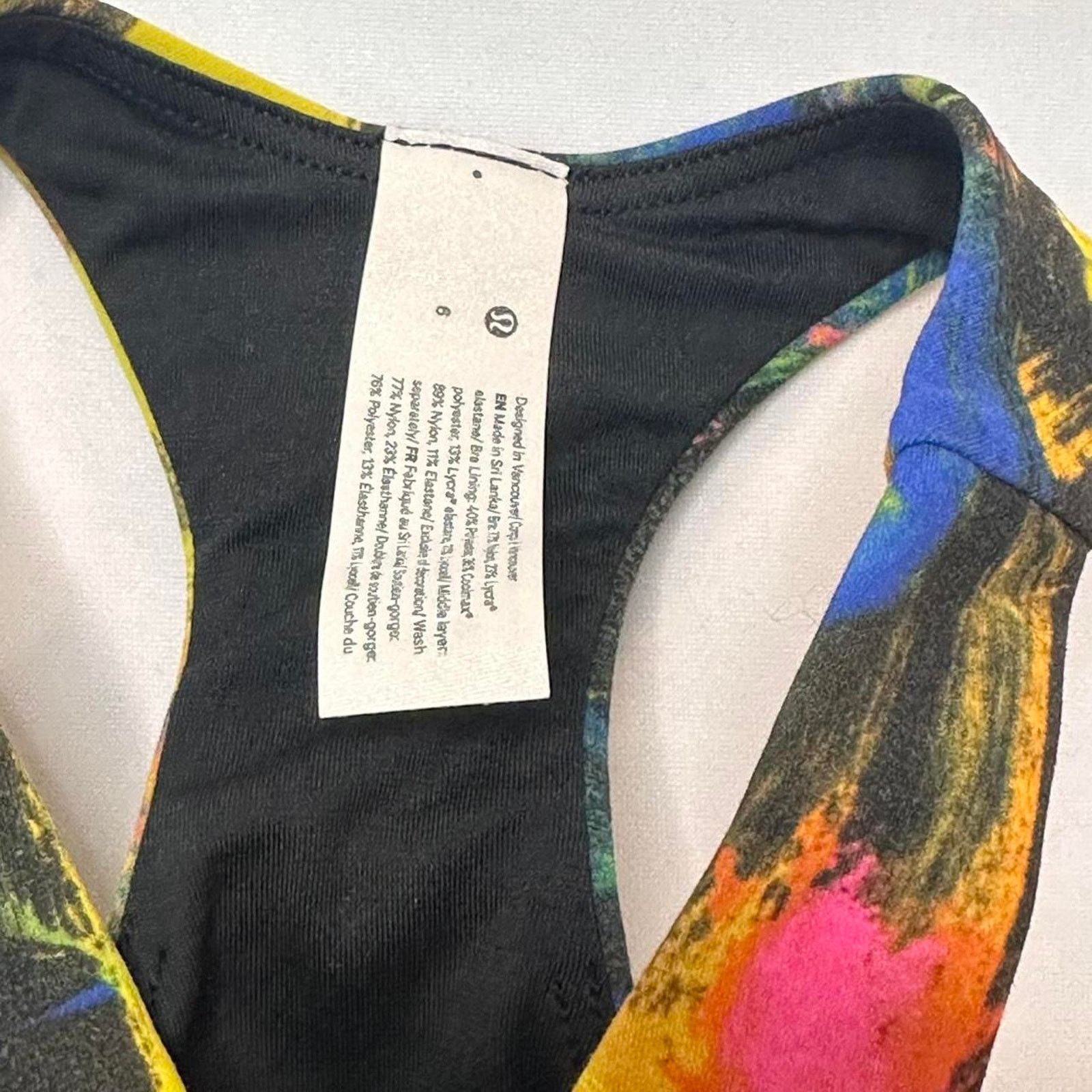 Lululemon Lululemon Women’s Size 6 Colorful Super Soft Sports Bra Size ONE SIZE - 4 Thumbnail
