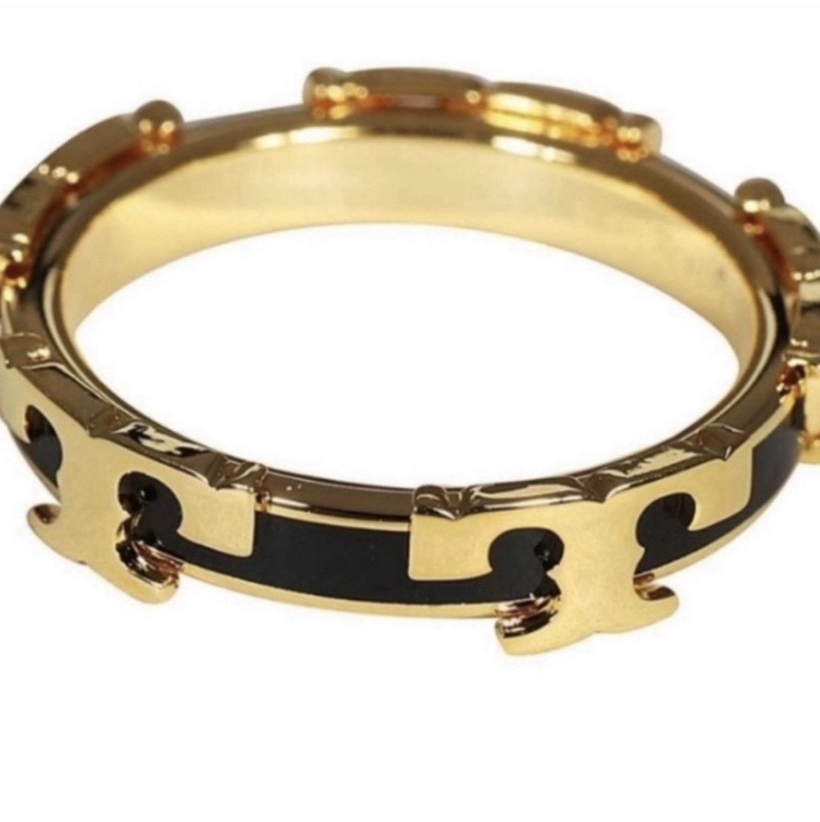 Tory Burch Tory Burch Black Enamel Serif ~ T stackable Ring 7 Size ONE SIZE - 1 Thumbnail