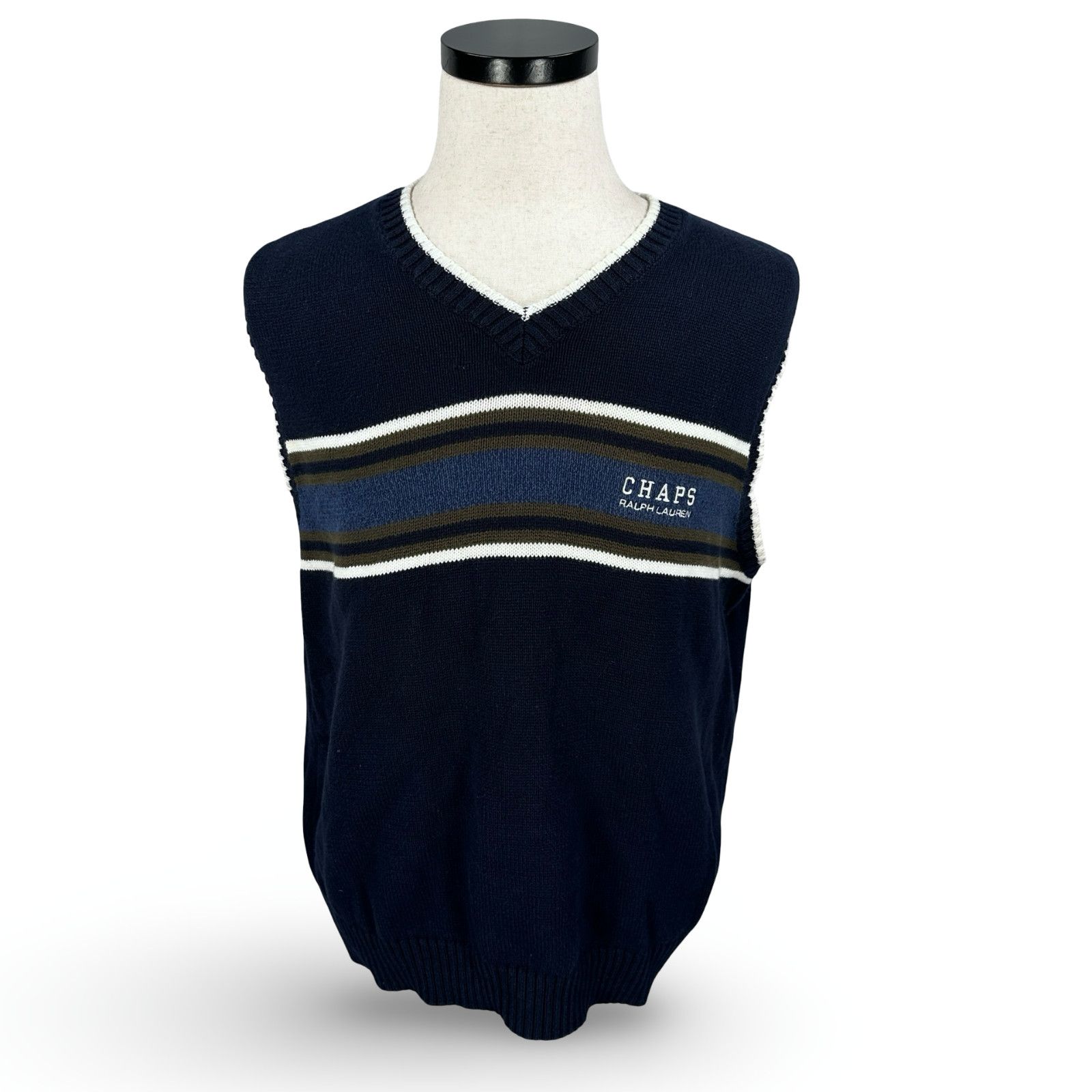 Chaps Ralph Lauren Vintage Chaps Ralph Lauren Sweater Vest Men L Blue Striped Size US L / EU 52-54 / 3 - 1 Thumbnail