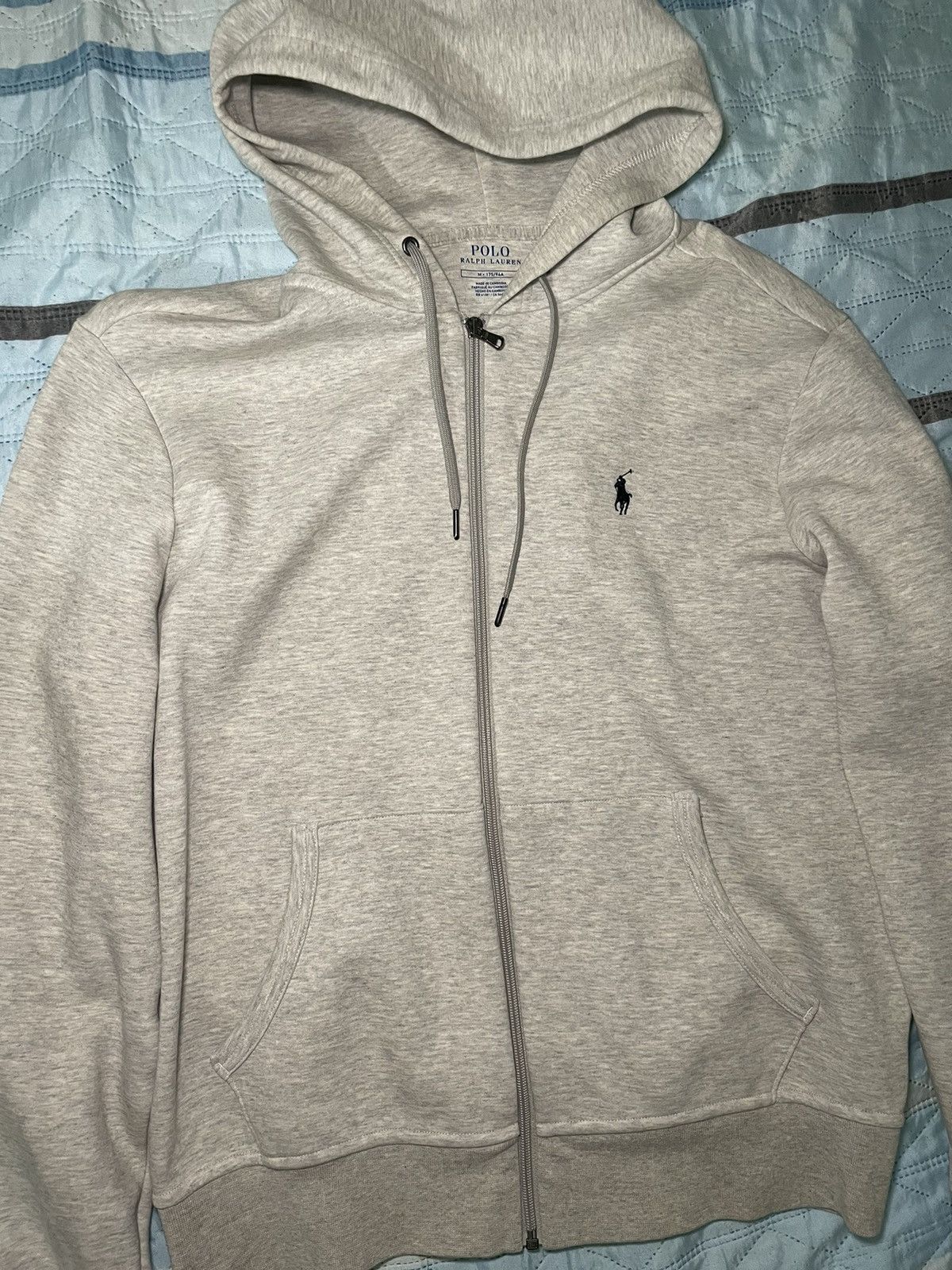 GREY POLO ZIP UP HOODIE