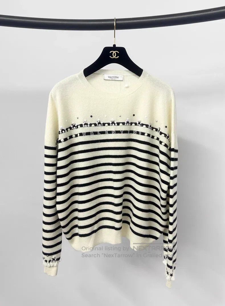 Valentino Valentino Beaded monogram striped knit Size S / US 4 / IT 40 - 1 Thumbnail