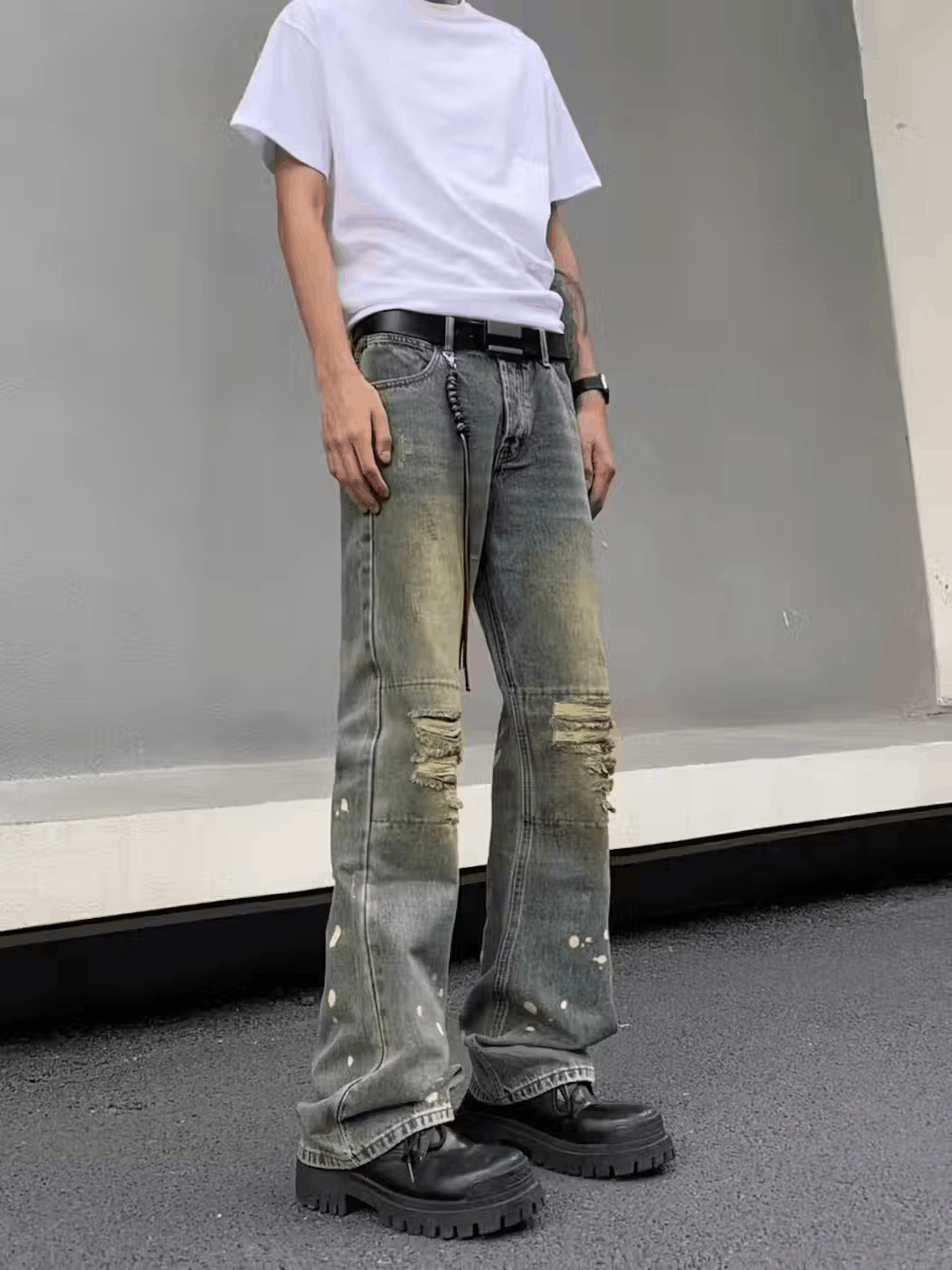 Japanese Brand × Jean Washed Vintage Knee Ripped Design Jeans Size US 30 / EU 46 - 3 Thumbnail