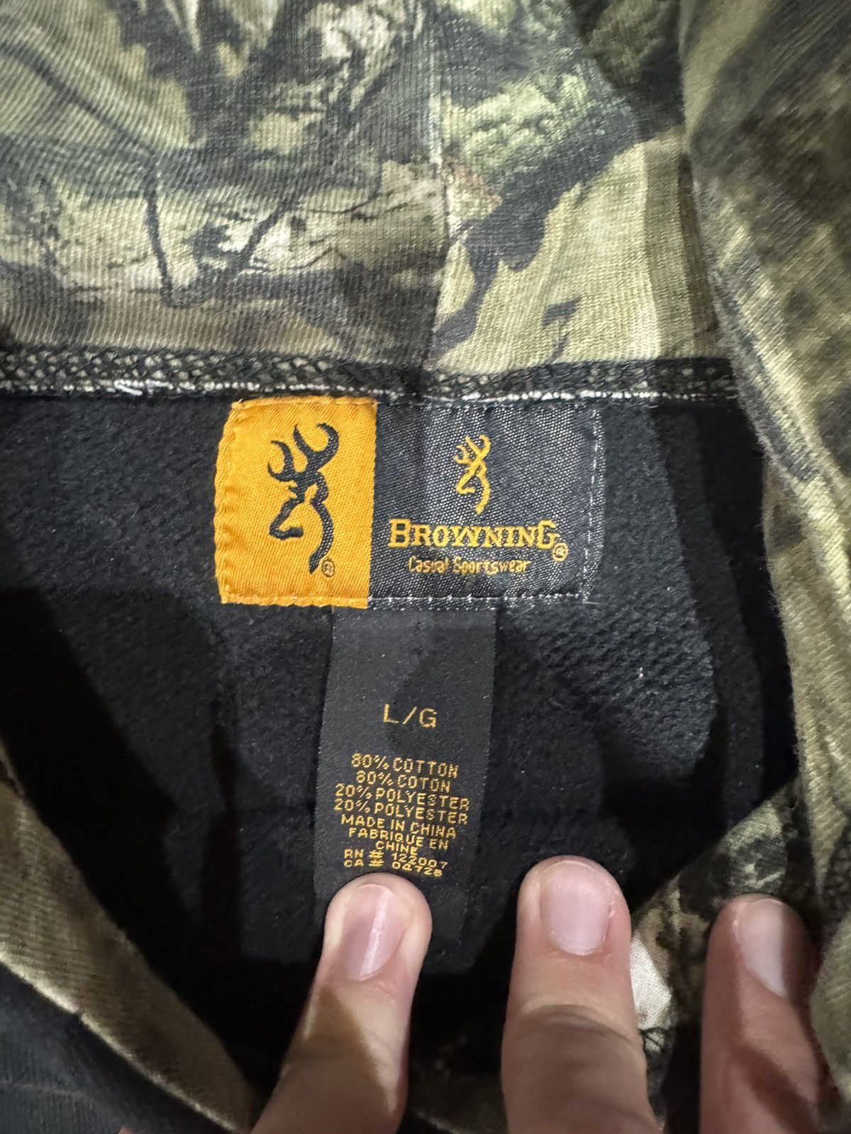 Designer × Vintage Vintage Black and Camo Browning Baggy Hoodie Size US L / EU 52-54 / 3 - 4 Thumbnail