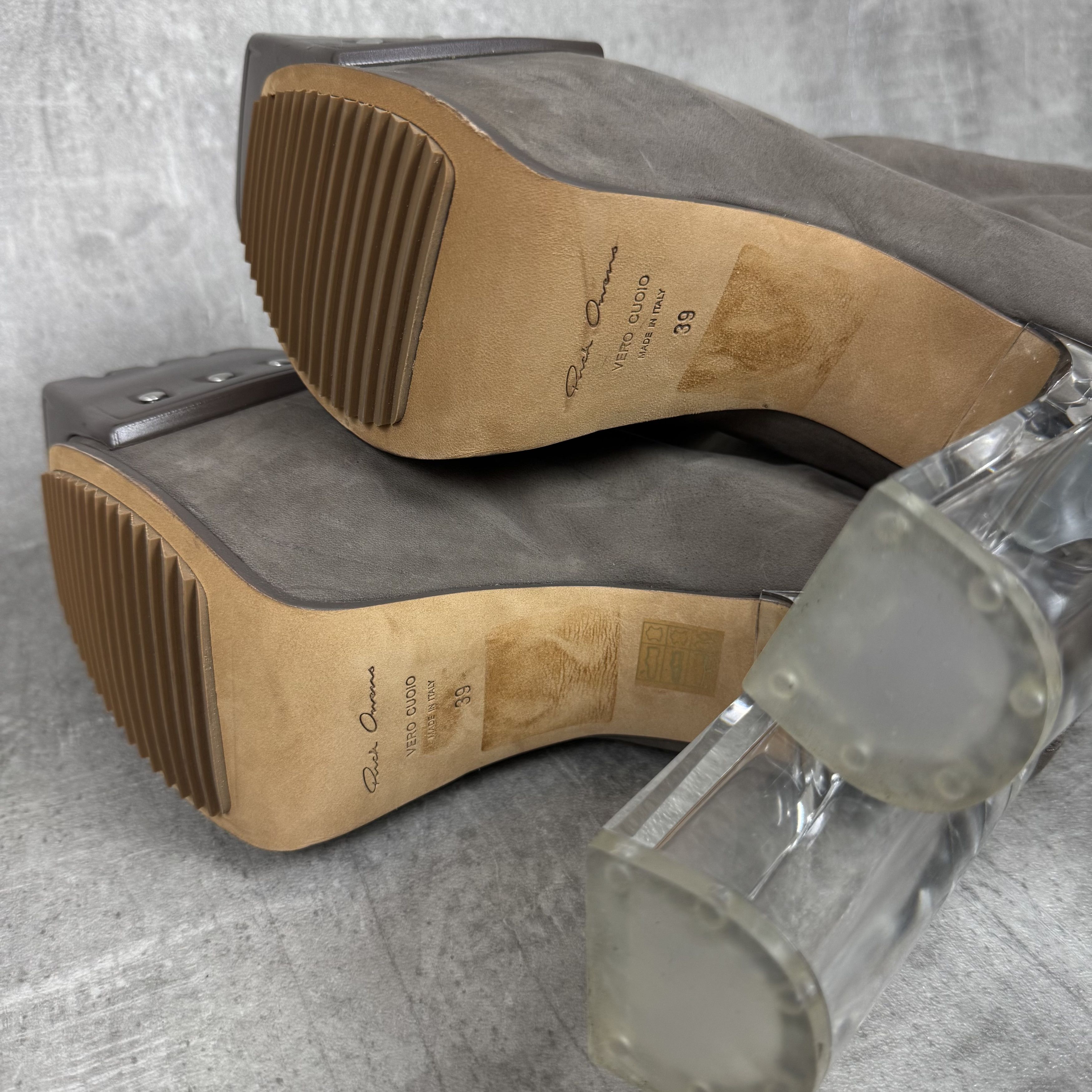 Rick Owens RICK OWENS Oblique Thigh High Kiss Heels Grill Beveled Boots Size US 6 / EU 39 - 12 Thumbnail