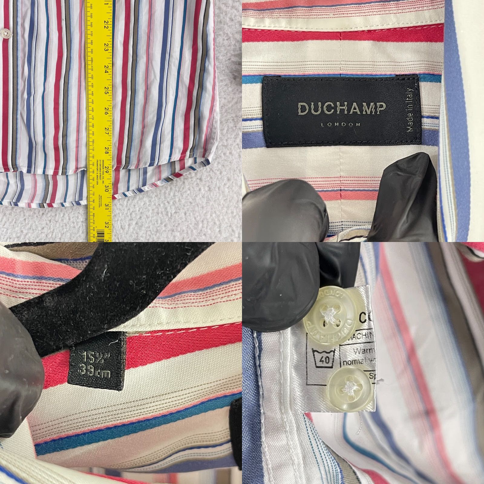 Vintage Duchamp London White Stripe Button-Up Dress Shirt Mens Long Sleeve Size Medium Size 40R - 8 Thumbnail