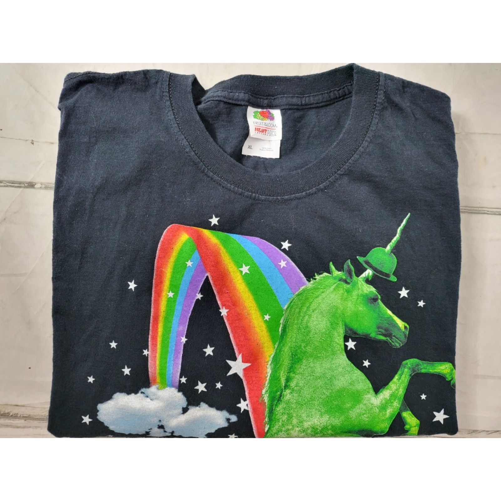 Rainbow Lucky St Patrick's Day Unicorn Rainbow Shamrock Short Sleeve XL FOTL T-Shirt Black Men EUC Size US 36 / EU 52 - 3 Thumbnail