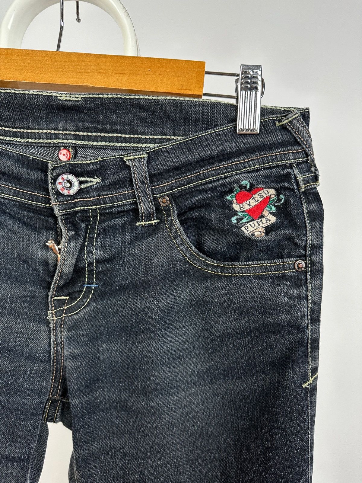 Evisu Vintage Evisu x Puma Y2K Flared Denim Jeans Pants Size 26" / US 2 / IT 38 - 11 Thumbnail