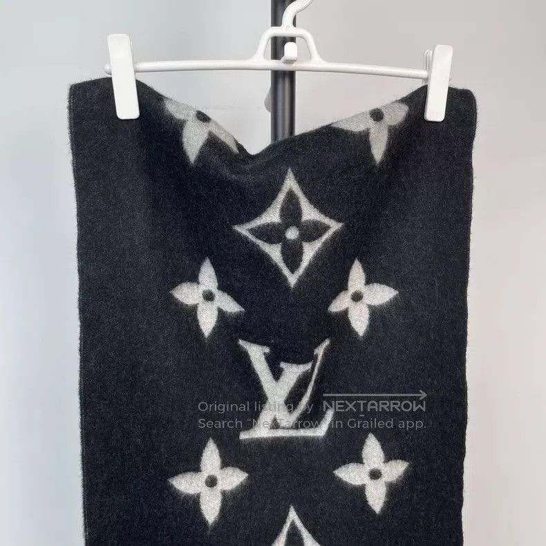 Louis Vuitton Louis Vuitton Black and grey full-printed cashmere double- Size ONE SIZE - 4 Thumbnail