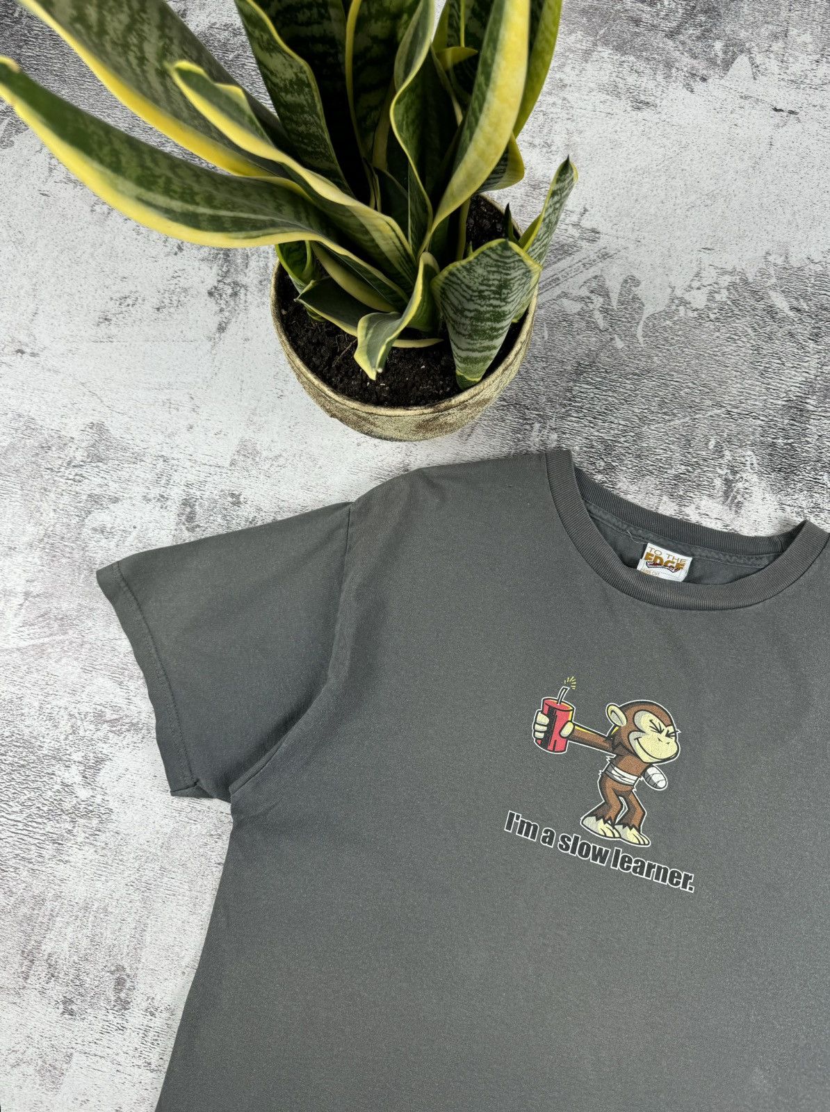 Vintage Vintage Monkey I'M Slow Learner Dynamite Joke Y2K T Shirt Tee Size US L / EU 52-54 / 3 - 4 Thumbnail