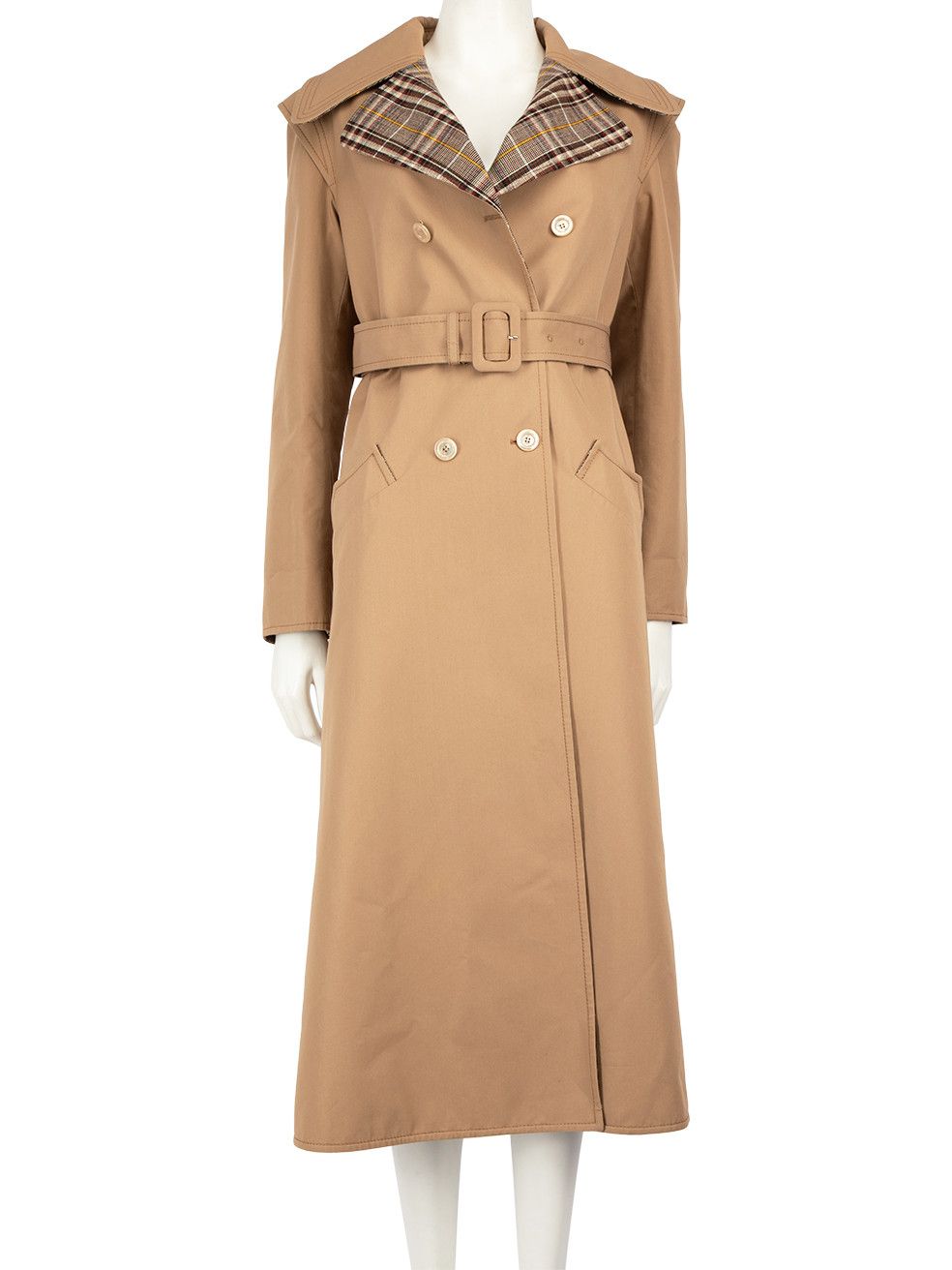 image of Gucci Brown Butterfly Detail Belted Trench Coat, Women's (Size Small)