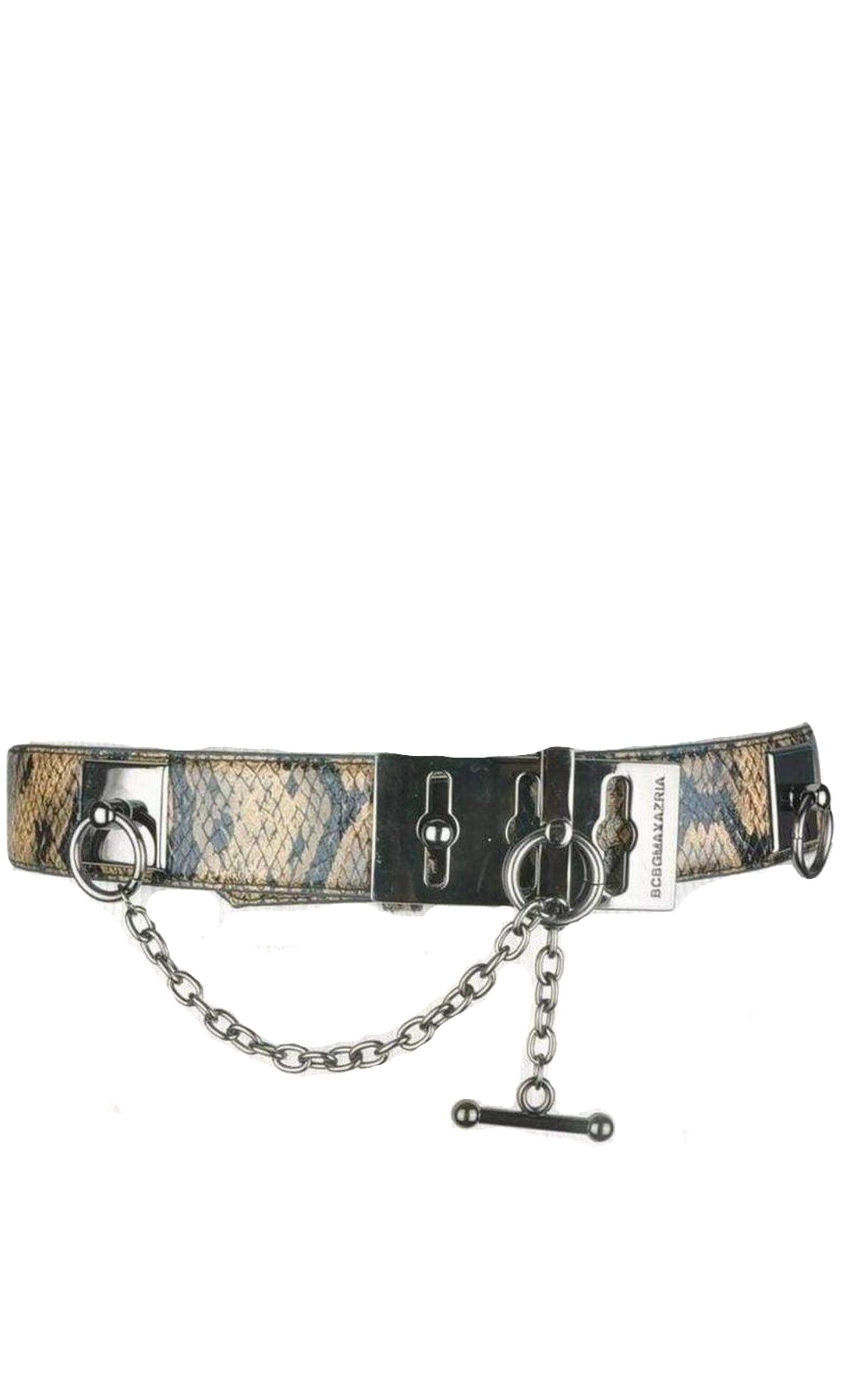 ベルト Faux Snake Leather llic Chain Toggle Belt Faux Snake Leather Metallic Chain Toggle Belt - Belts