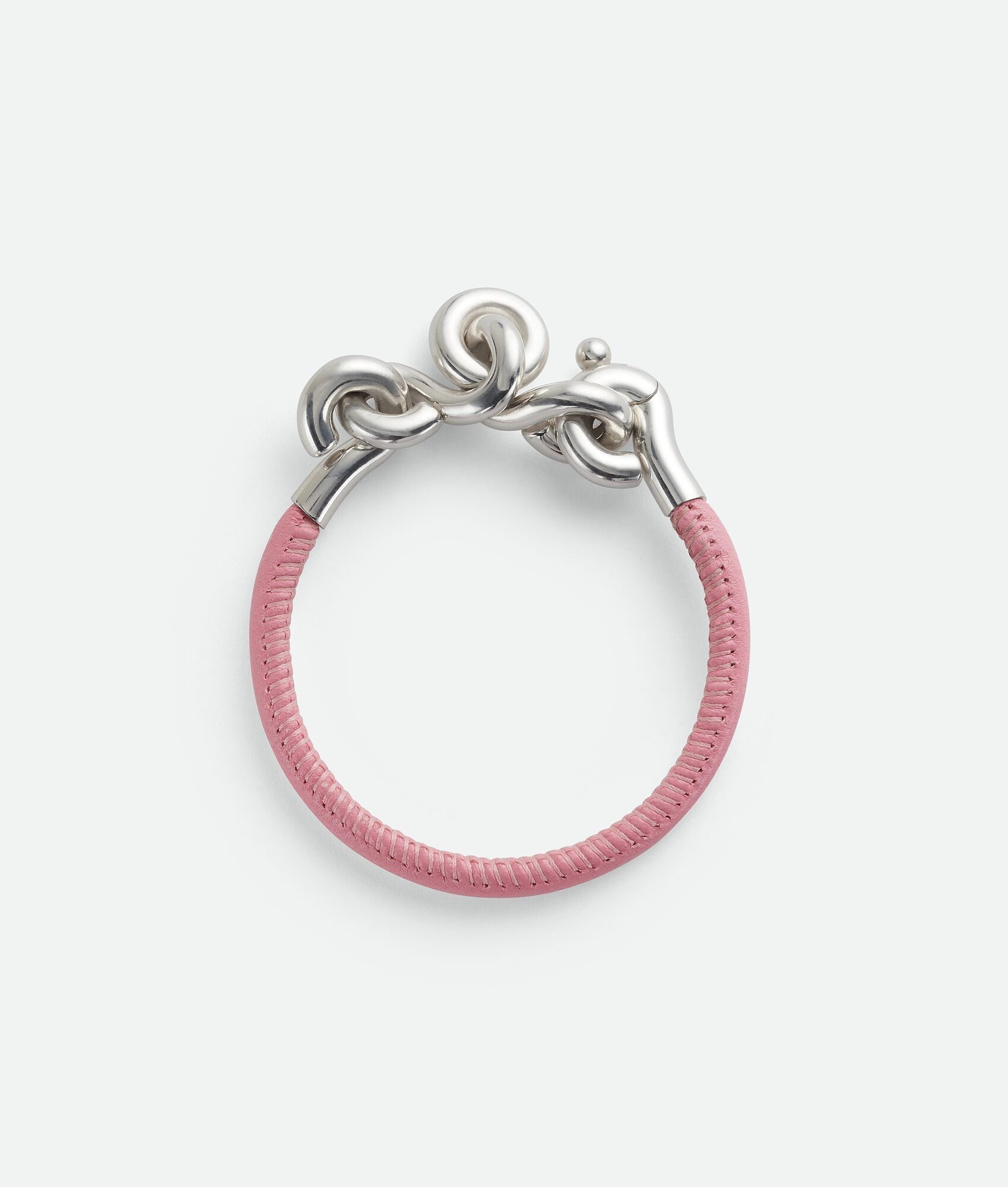 Bottega Veneta o1n1vont1124 Size: OS / Loop Leather Bracelet in Pink/Silver Size ONE SIZE - 1 Thumbnail