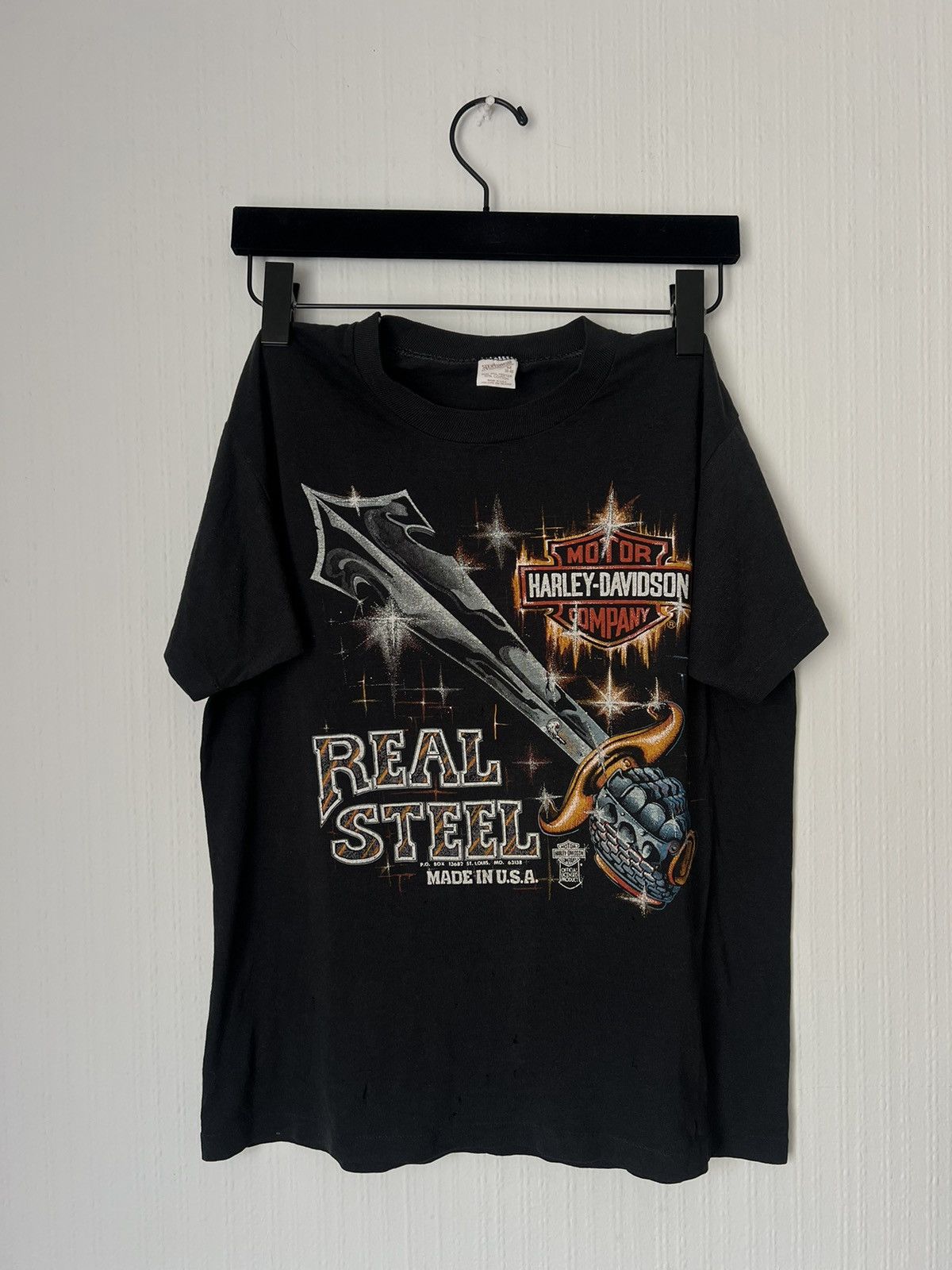 Harley Davidson Vintage 80s Harley Davidson Real Steel Sword Tee Made in USA Size US M / EU 48-50 / 2 - 2 Thumbnail