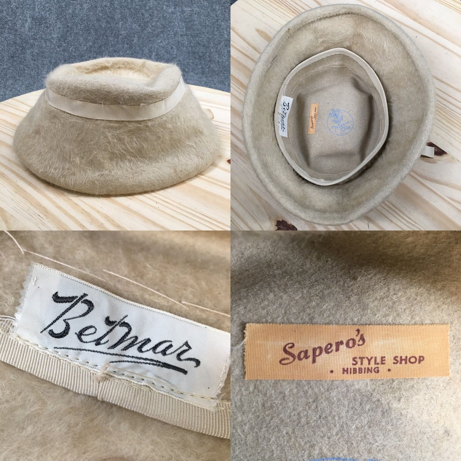 Vintage Betmar Bucket Hat Womens One Size Beige Fur Classic Vintage Retro Chic Casual Hat Size ONE SIZE - 8 Thumbnail