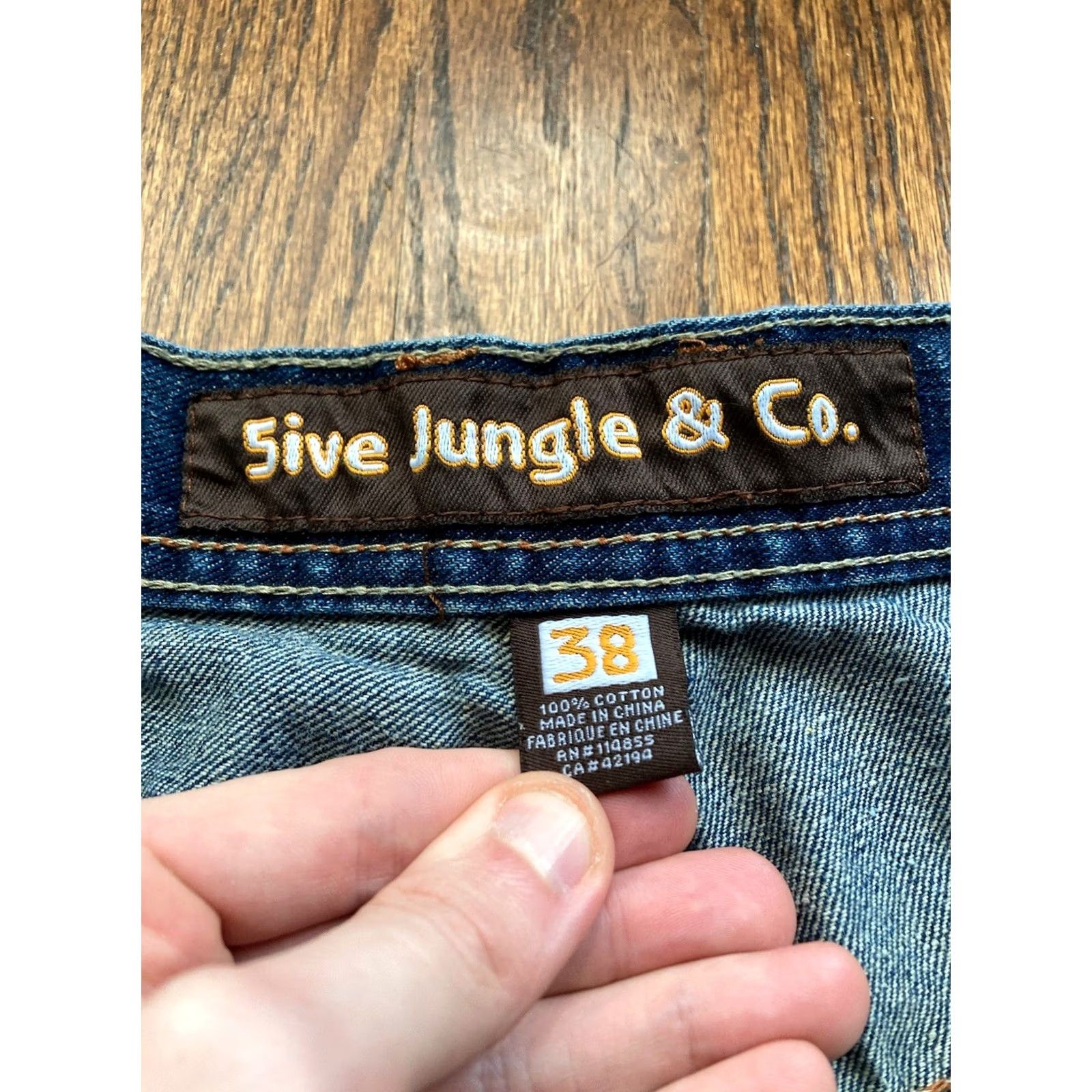 Denime VINTAGE 5ive Jungle Jeans Mens 38x32 Denim Blue Embroidered Hip Hop Wide-Leg Size US 38 / EU 54 - 7 Thumbnail
