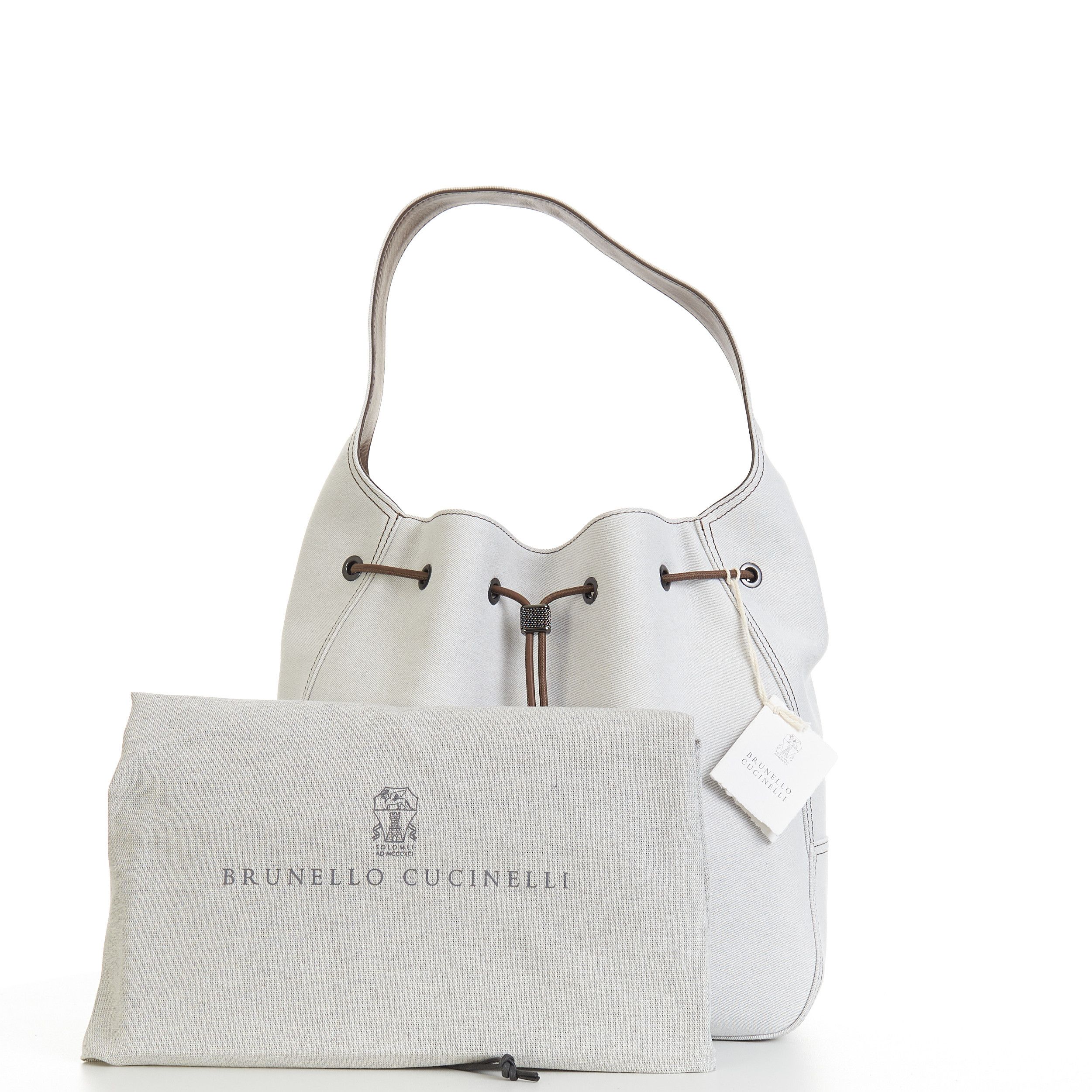 Brunello Cucinelli BC Duo Bucket Bag In Cotton & Linen Gabardine Size ONE SIZE - 9 Thumbnail