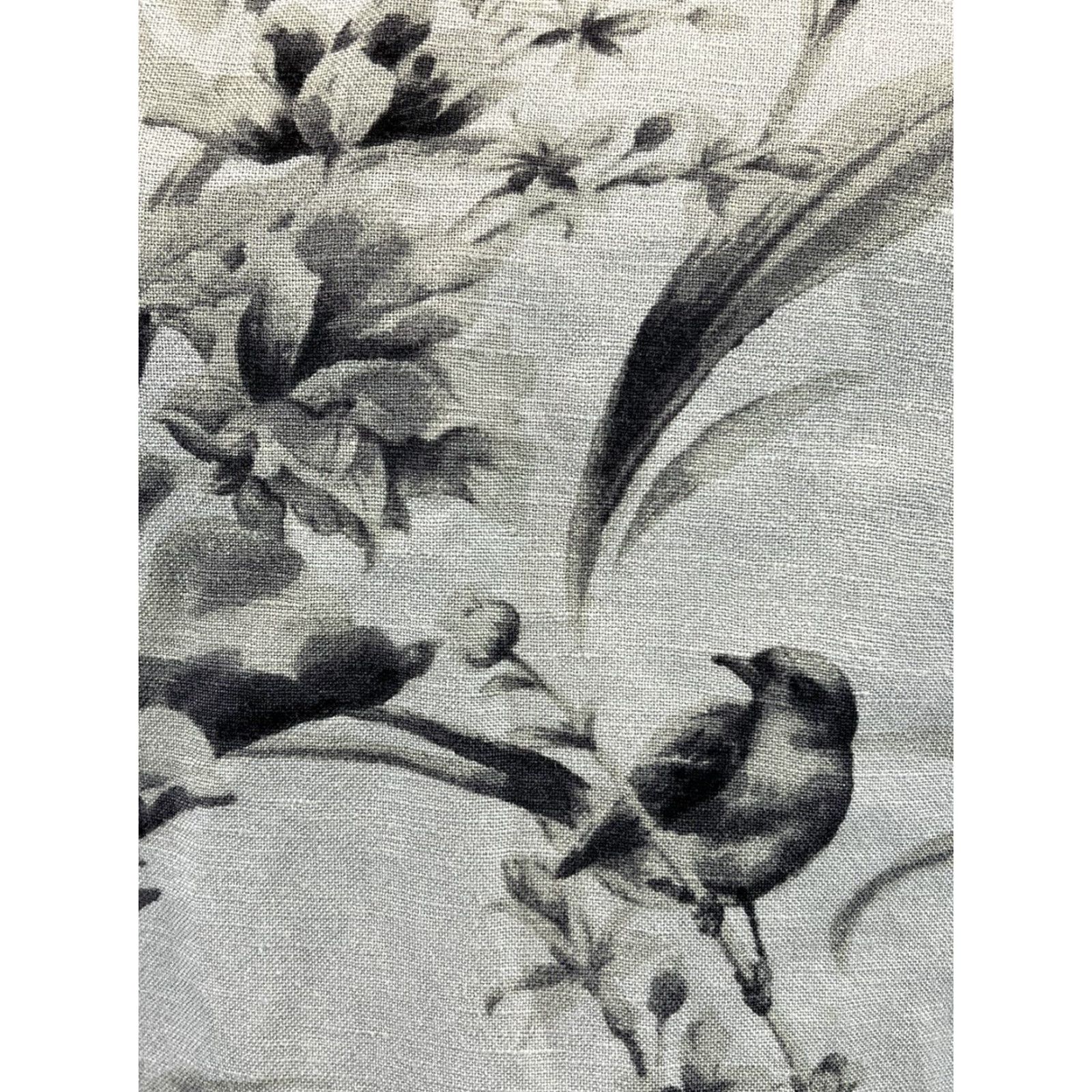 Loft Ann Taylor LOFT Linen Blend Dress - 6P Petite - Gray/Black Birds Floral Print - Knee Length Sheath - Womens Size M / US 6-8 / IT 42-44 - 3 Thumbnail