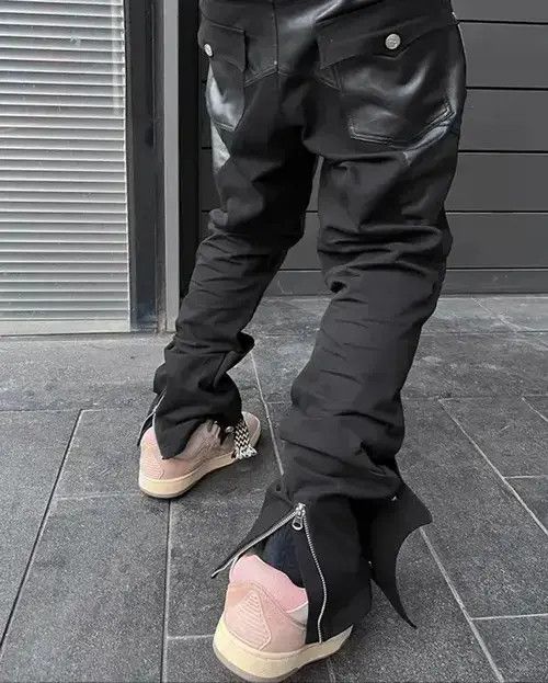 Other Long Black Patchwork Pu Leather Pants Size US 34 / EU 50 - 3 Thumbnail
