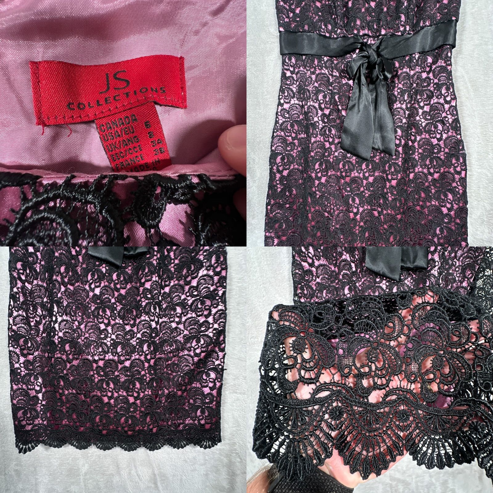 Vintage JS Collections Dress Empire Waist 6 Pink Lace Midi Dress Sheath Pencil Women Regular Gothic Halloween Grunge Fairy Witchy Sleeveless Party/Cocktail Size M / US 6-8 / IT 42-44 - 8 Thumbnail
