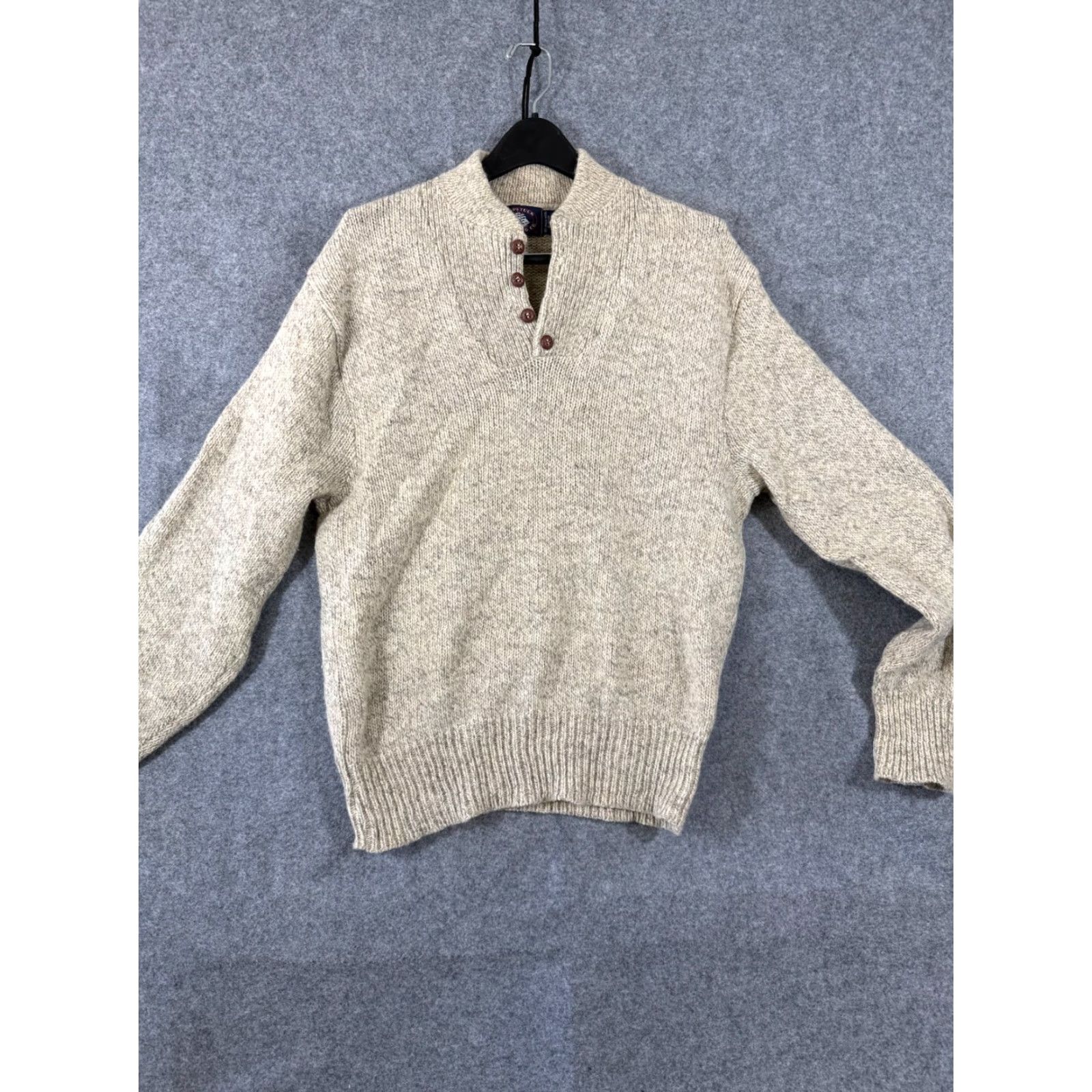 CO VINTAGE Aspetuck Trading Co Wool Sweater Mens Large Beige Pullover Henley Long Sleeve Size US L / EU 52-54 / 3 - 3 Thumbnail