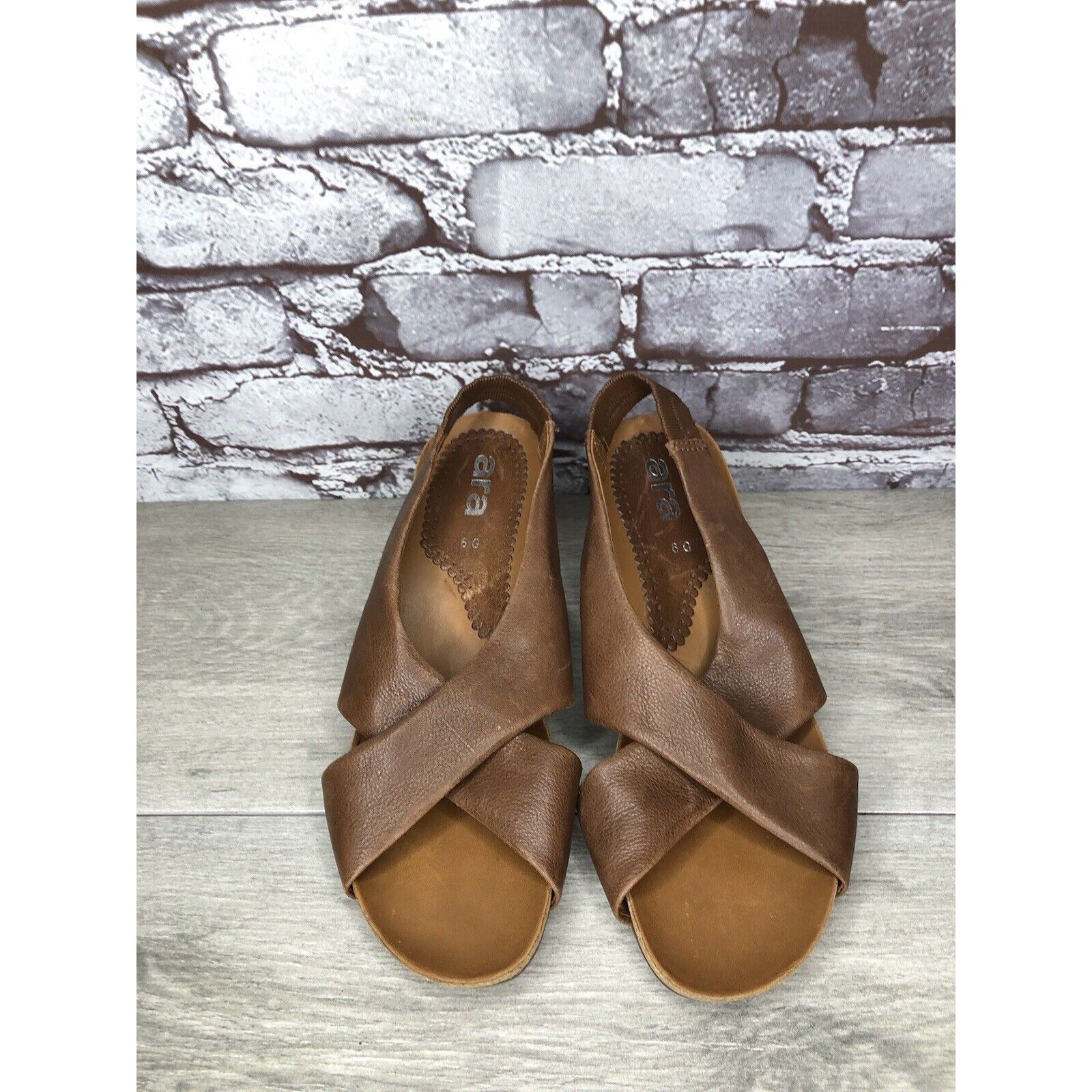 Other Ara Brown Leather Cross Strap Wooden Stacked Heel Sandals Wo Size US 8 / IT 38 - 15 Thumbnail