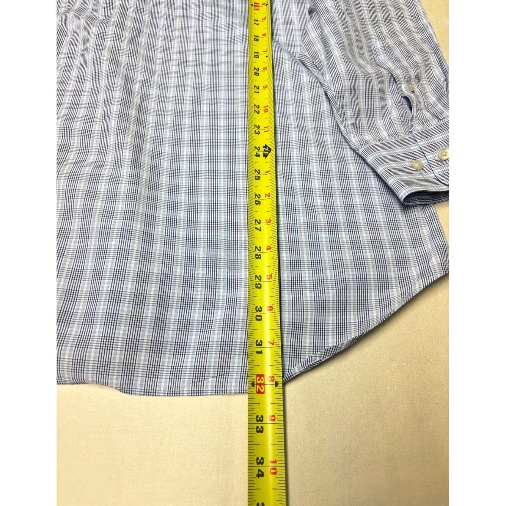 David Donahue David Donahue Shirt Dress Plaid Blue White Button Down Men 16.5 36 37 Cotton Long Sleeve Collar Point Business Casual Mens Size 40R - 7 Thumbnail
