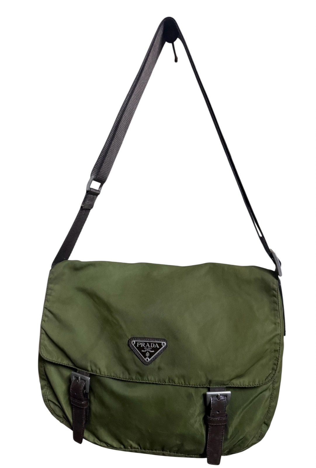 Prada Prada Nylon Messenger Bag Green Color Leather Size ONE SIZE - 3 Thumbnail