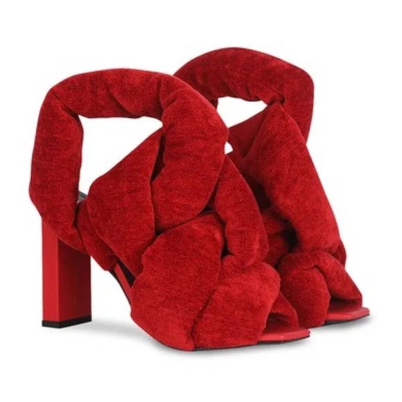 Balmain o1y0625 Velvet Sandals in Red Size US 7 / IT 37 - 4 Thumbnail